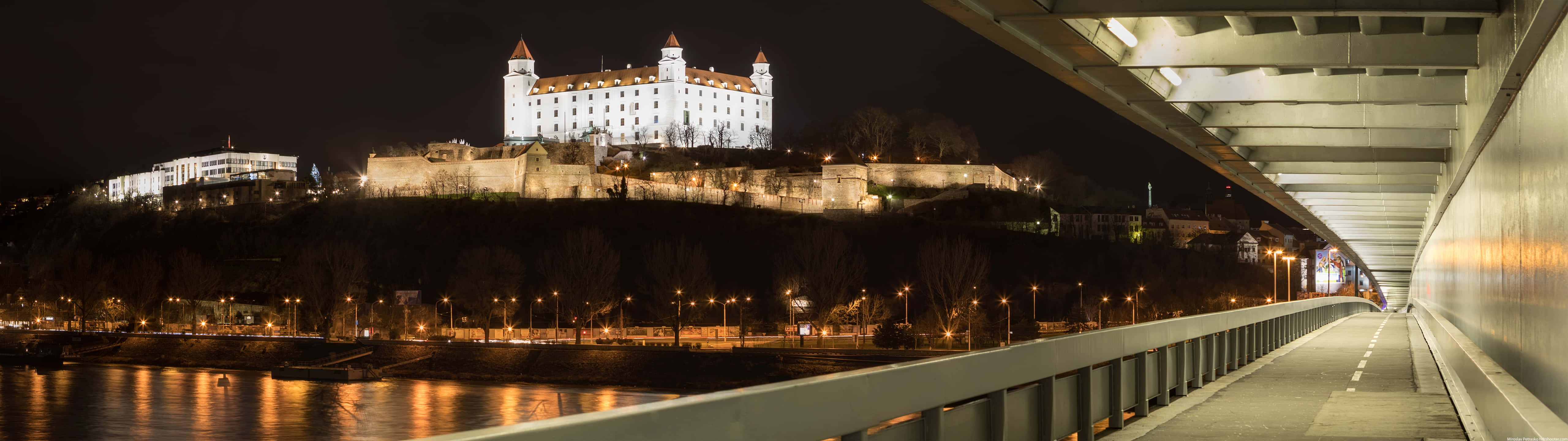 Bratislava Castle Night Panorama Background