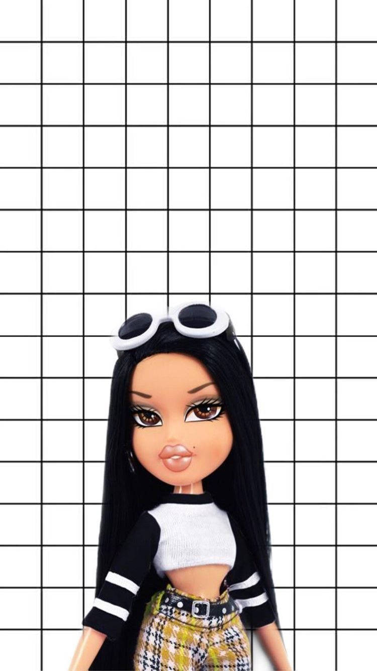 Bratz Dolls Black And White Grid Background