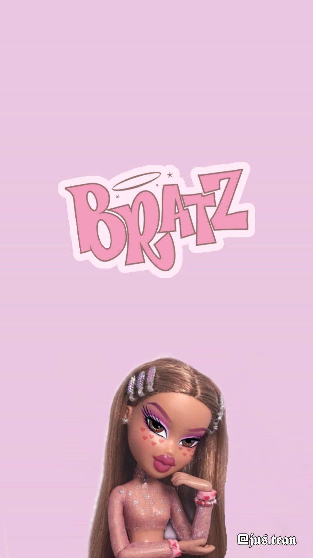 Bratz Dolls Clip Hair Pink Background