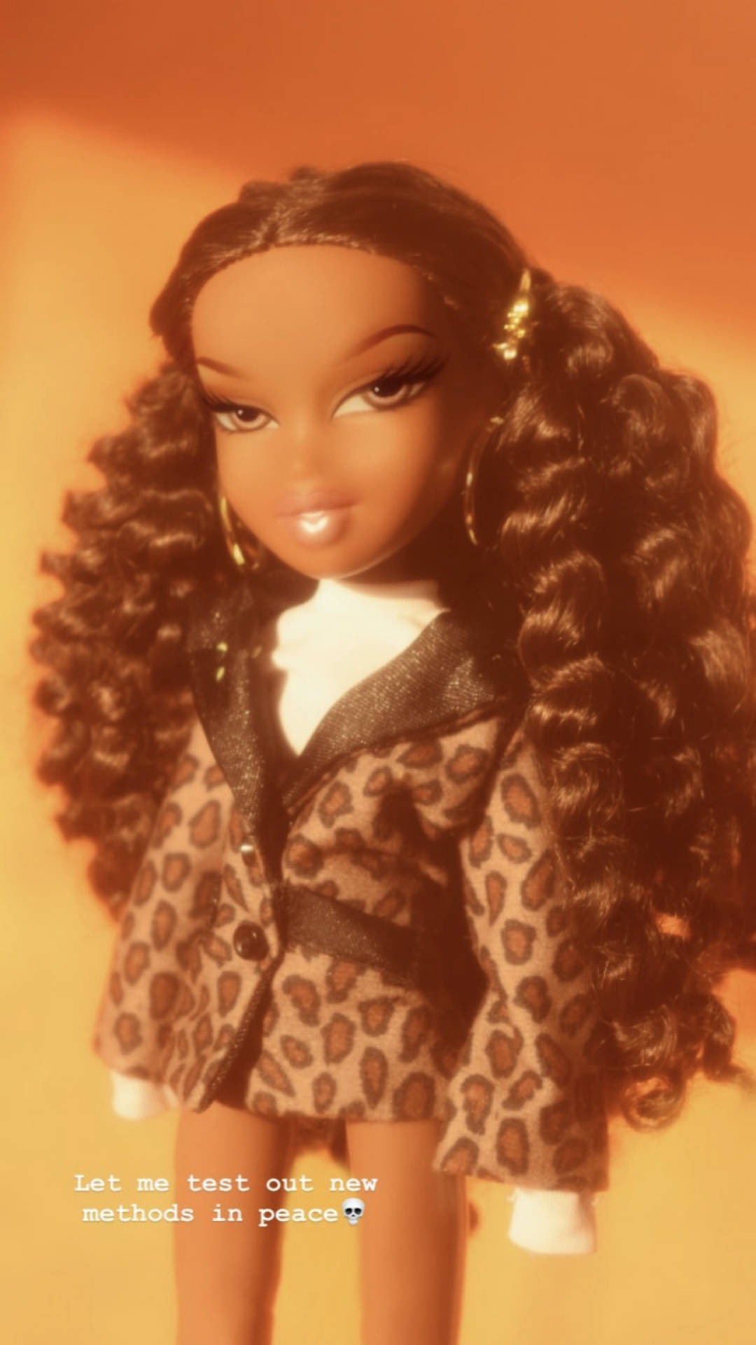 Bratz Dolls Curly Hair Leopard Jacket Background