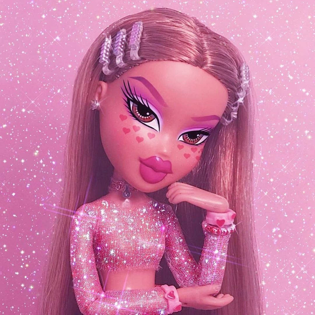 Bratz Dolls Glittery Pink Aesthetic Background