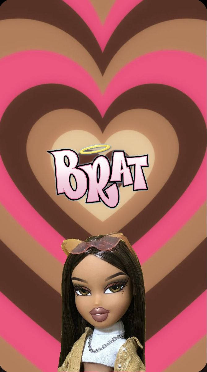 Bratz Dolls Pink Brown Heart Background