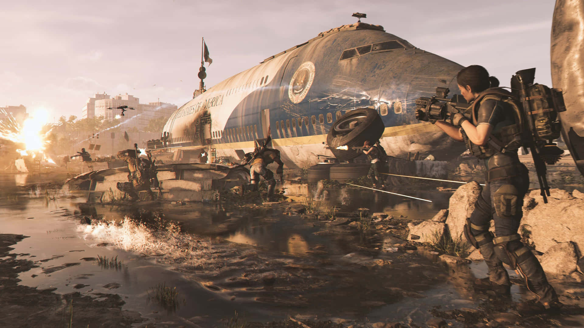 Brave Agents Venture Out To Unite Washington D.c. In The Division 2 Background