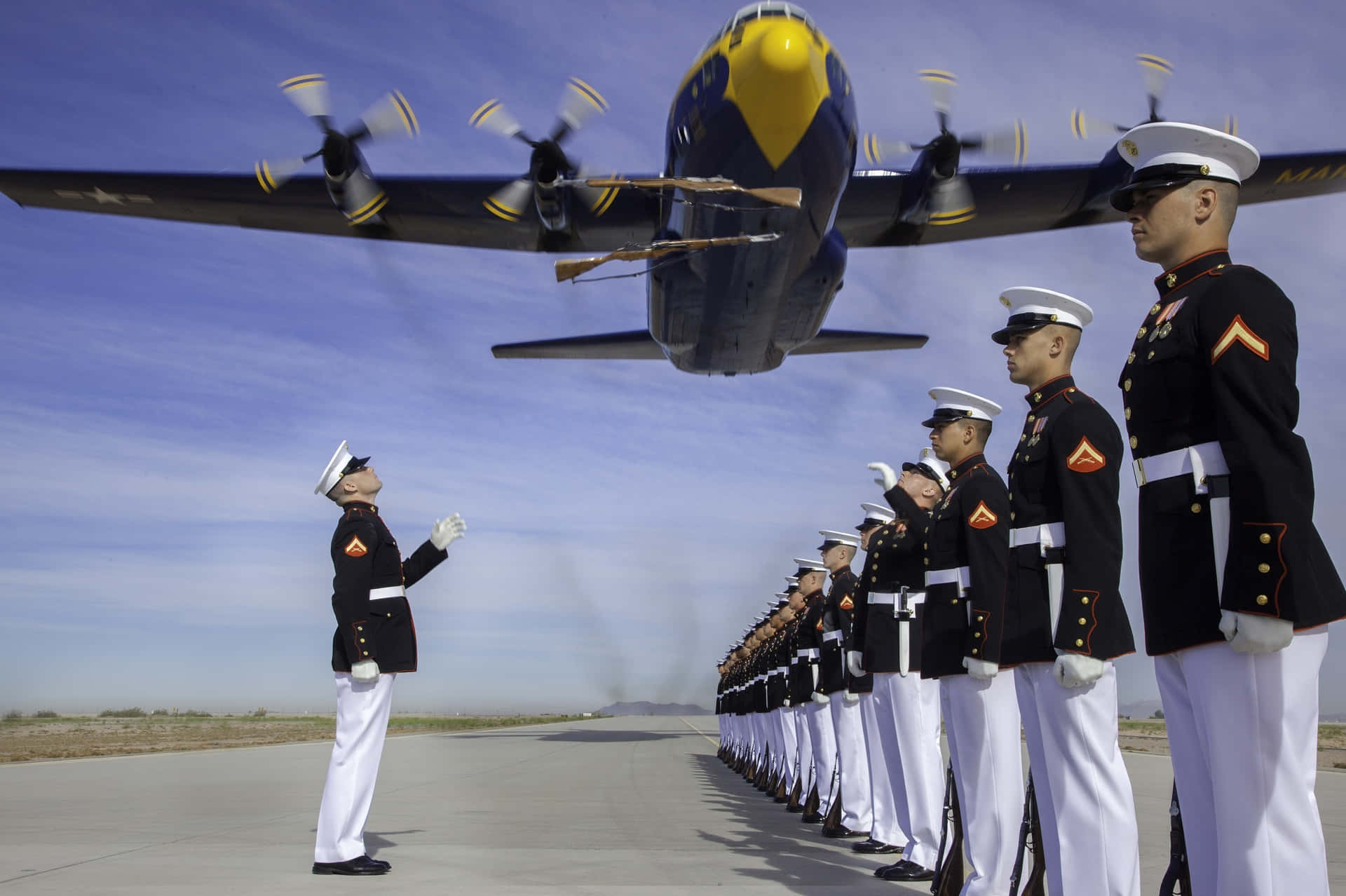 Brave Marines Stand Guard Background
