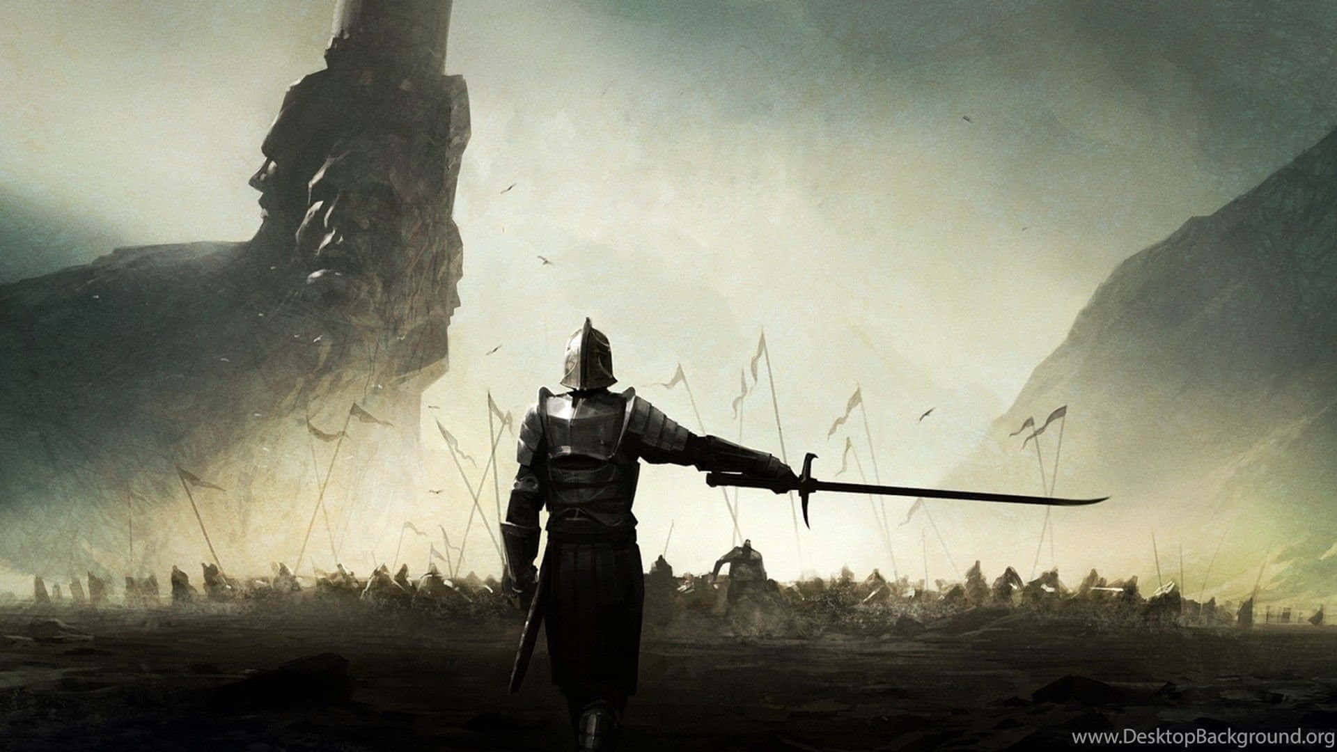 Brave Warriors Engage In An Epic Battle Background