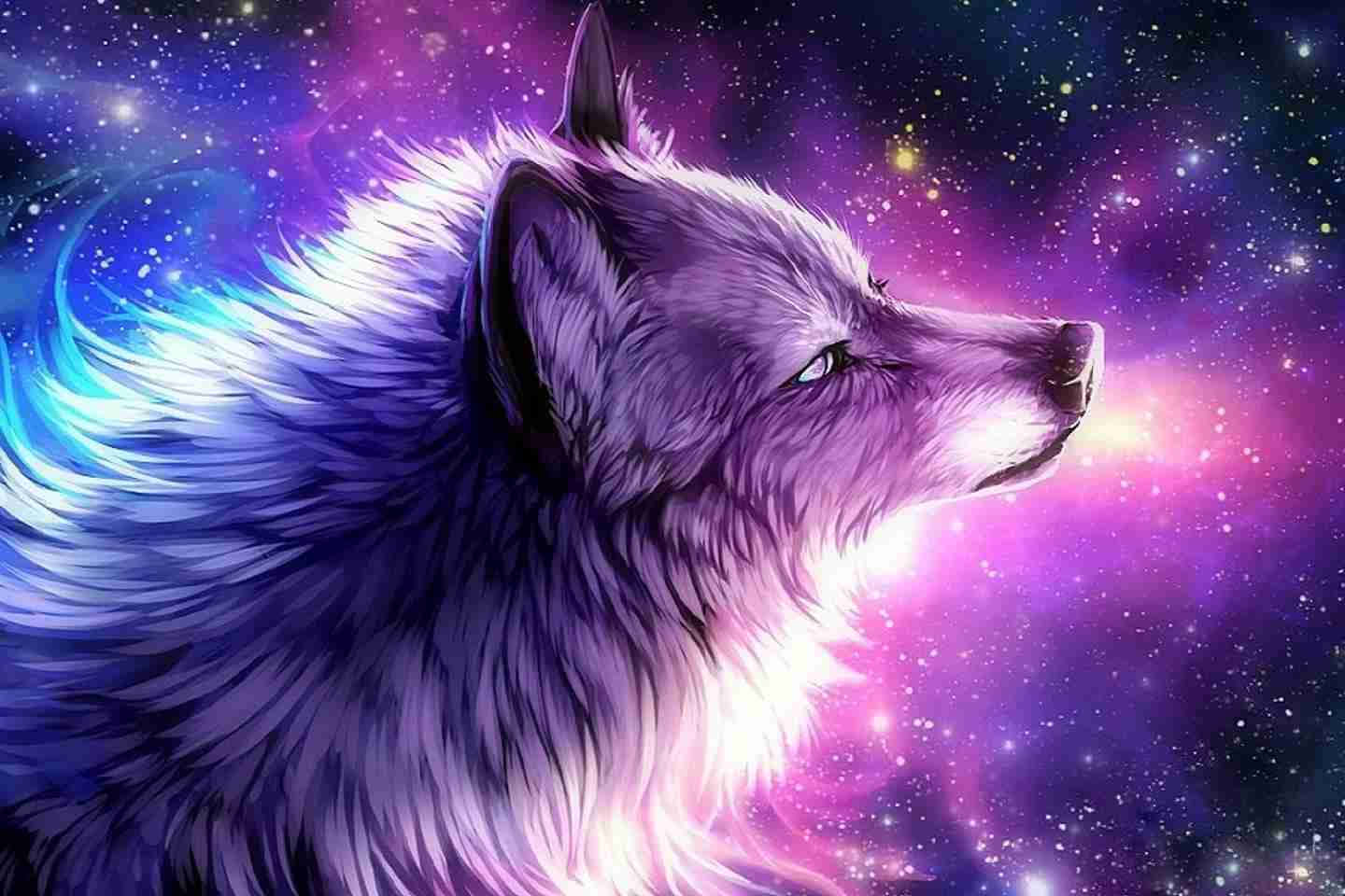 Bravely Explore The Depths Of The Universe With These Majestic Galaxy Wolves. Background