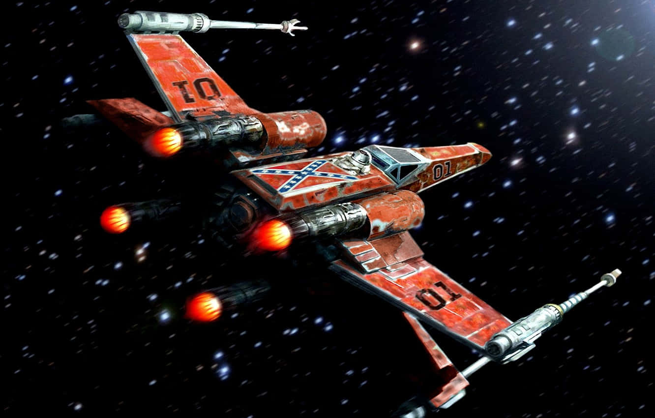 Bravely Soaring In A Star Wars X-wing Background