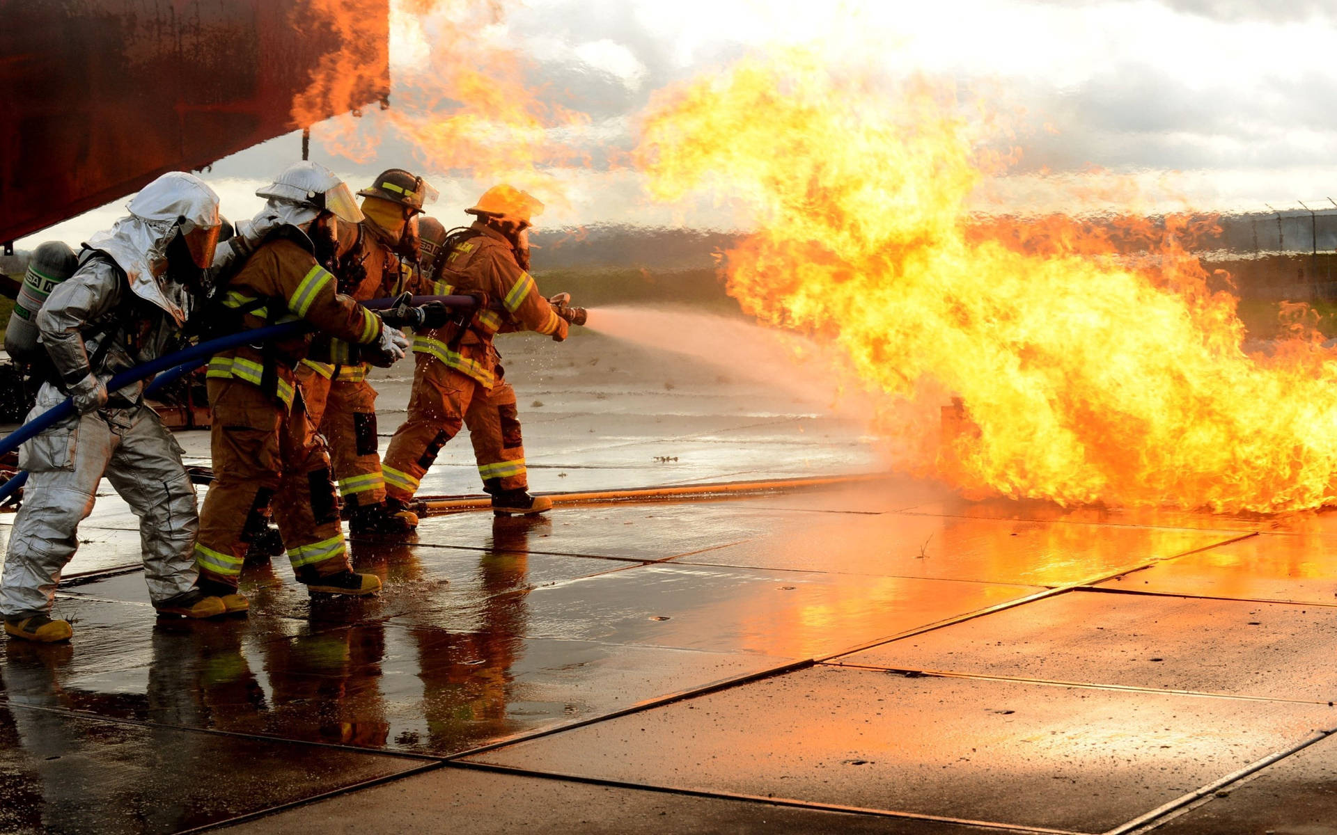 Bravery In Action: Firefighters Combatting Blaze