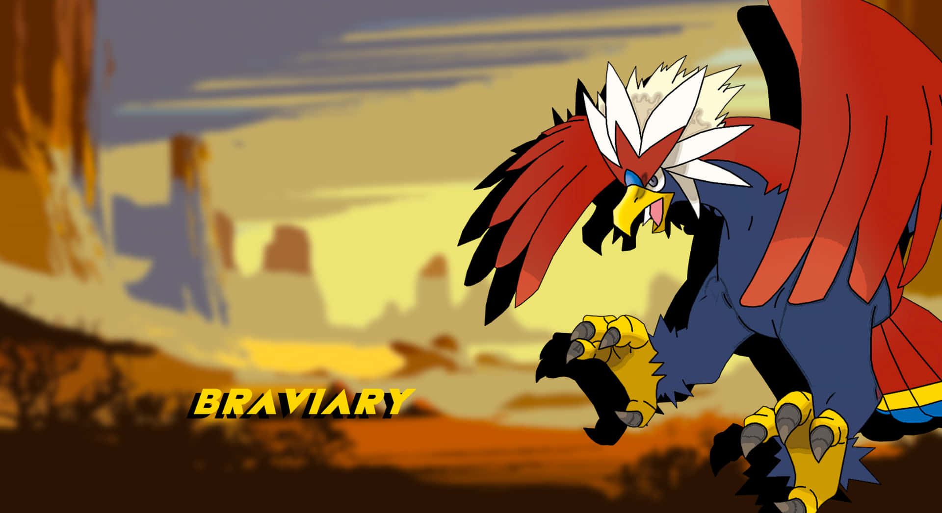 Braviary In A Canyon Background