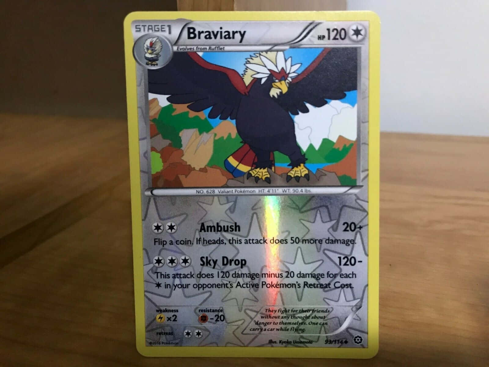 Braviary Pokémon Card With Attack Moves Background