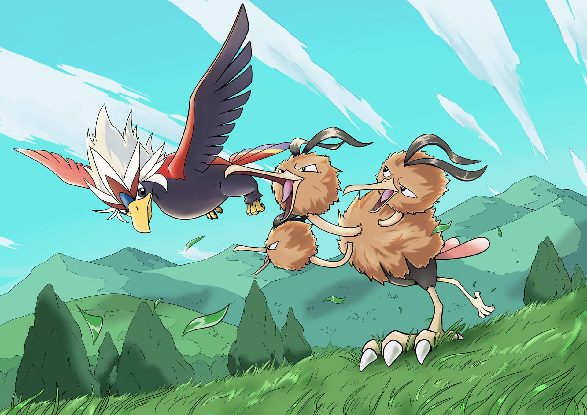 Braviary Racing With Dodrio Background