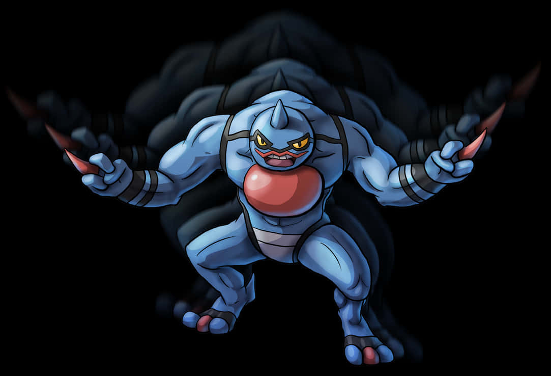 Brawny Toxicroak Pokemon On White Background Background