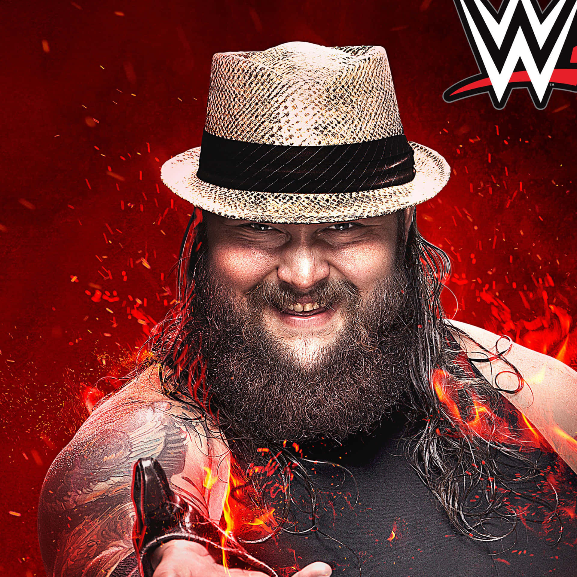 Bray Wyatt Wwe Flames Digital Art Background