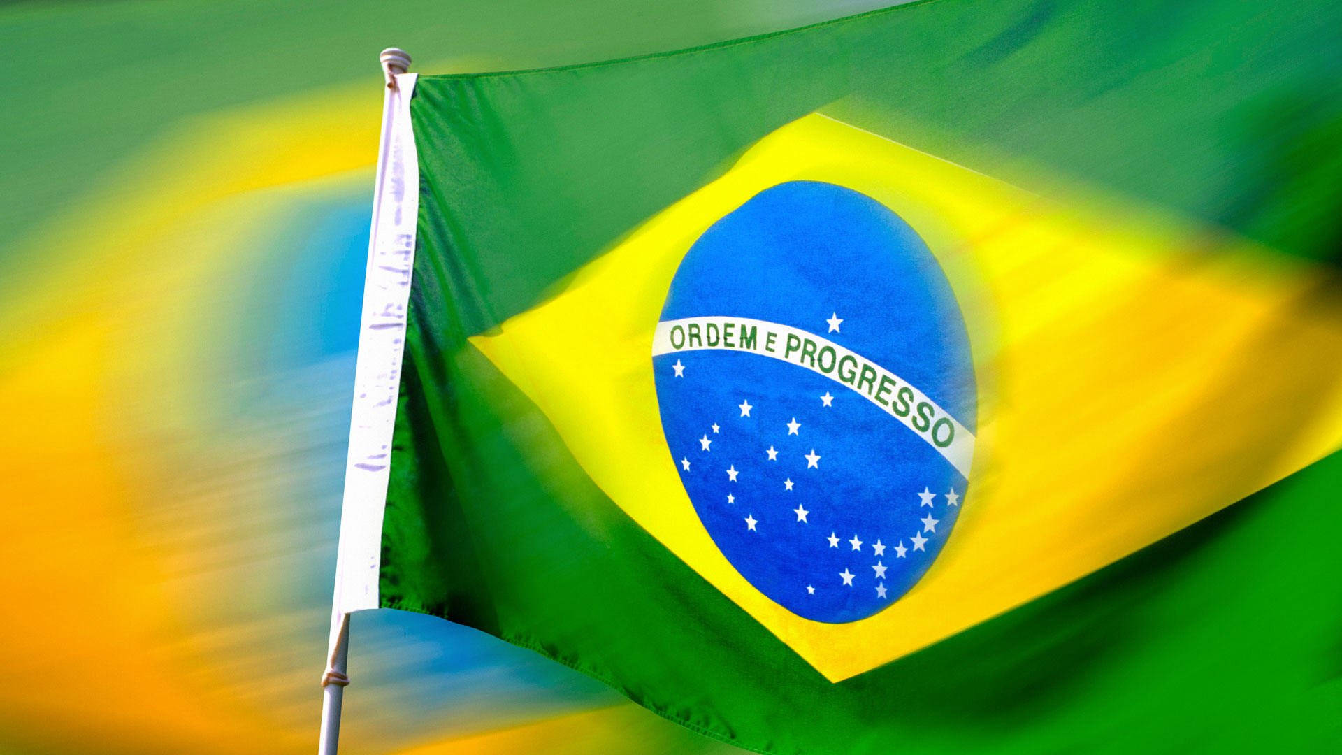 Brazil Flag In Blur Background