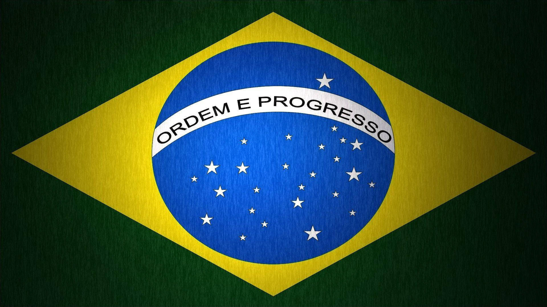 Brazil Flag In Dark Hue Background