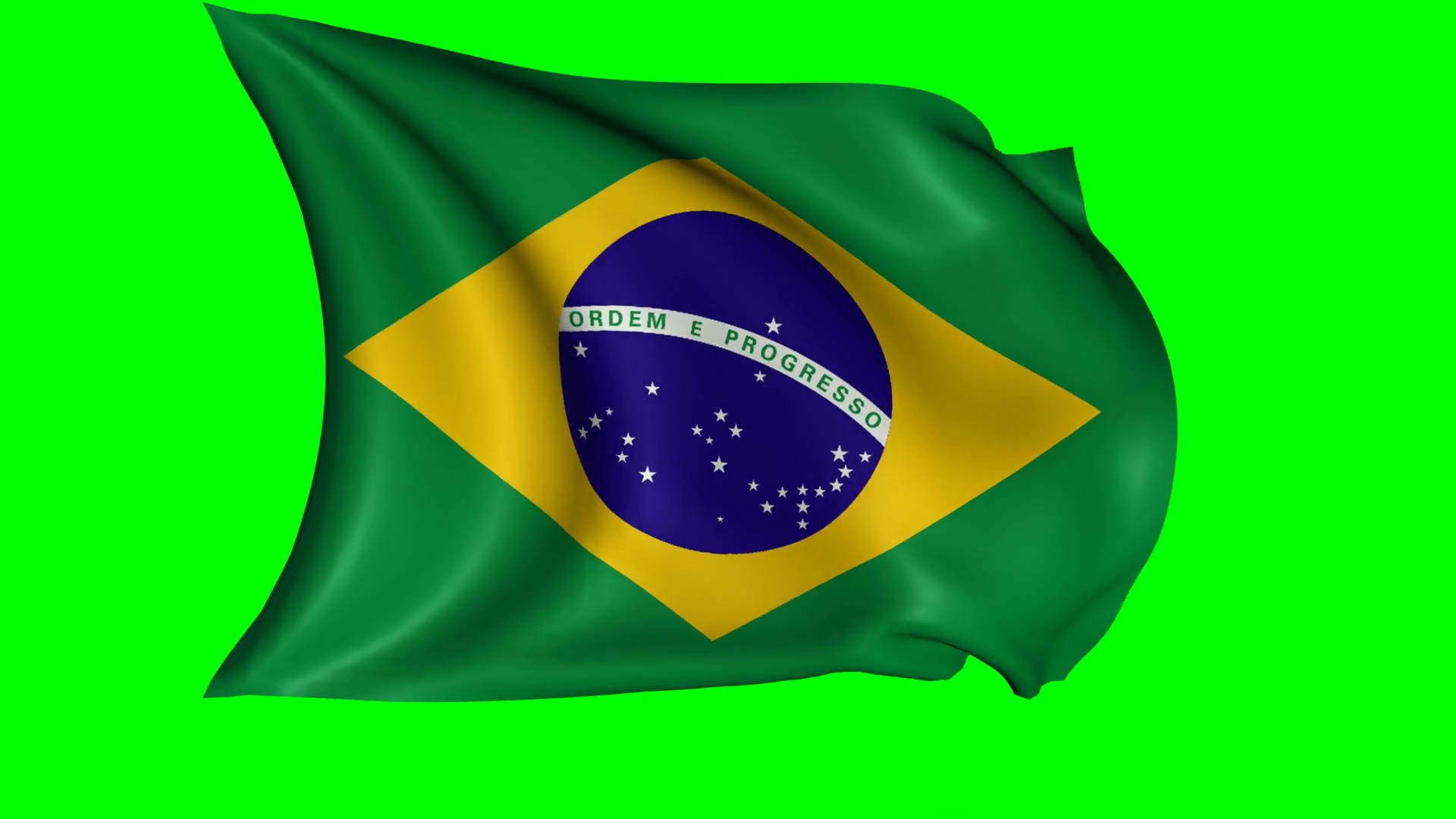 Brazil Flag In Green Screen Background