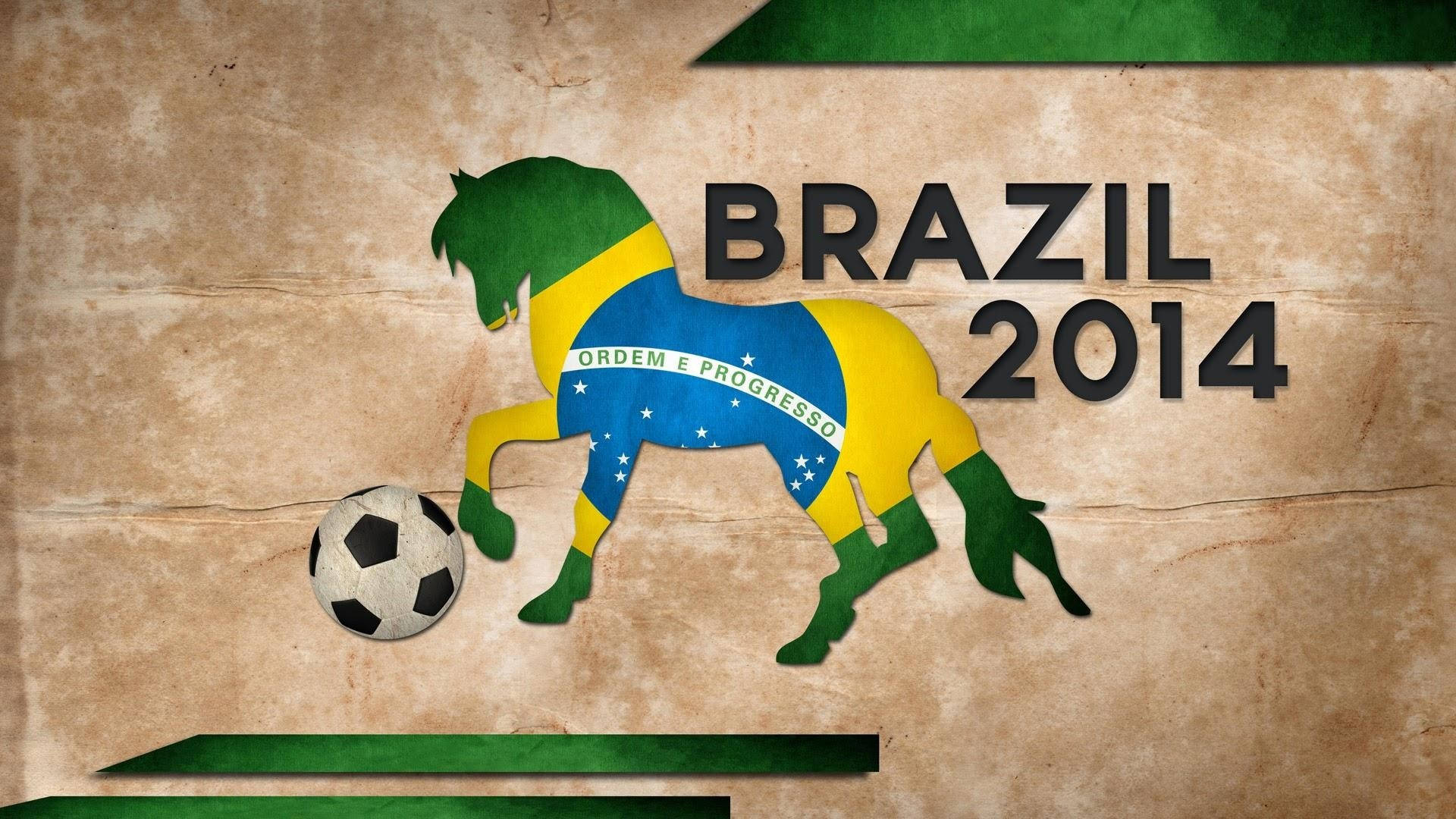 Brazil Flag In Horse Kicking Background