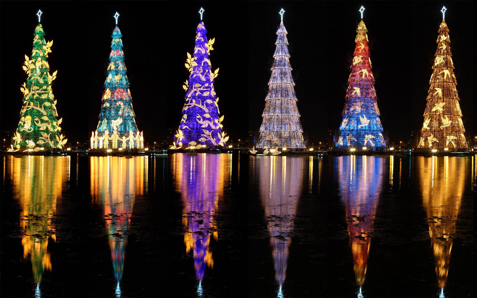 Brazil Lagoa Christmas Trees Background