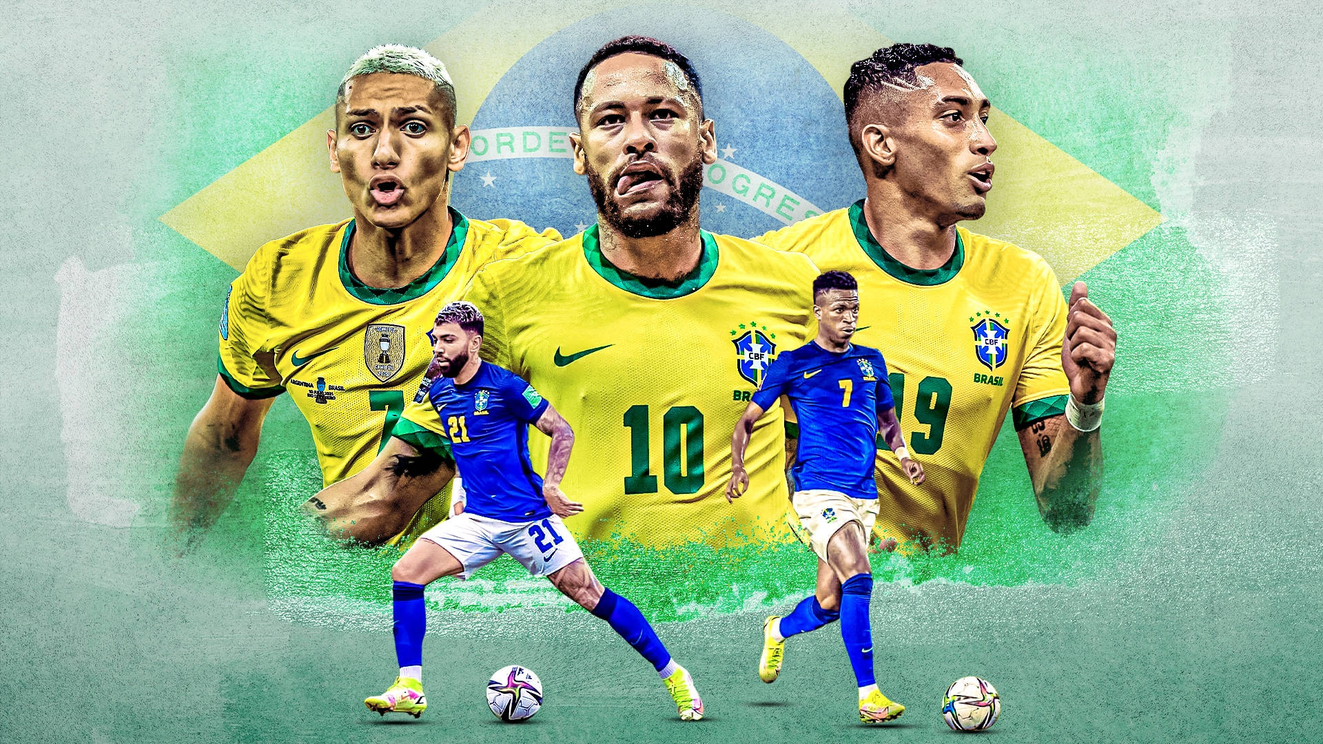 Brazil National Football Team Game Faces Background