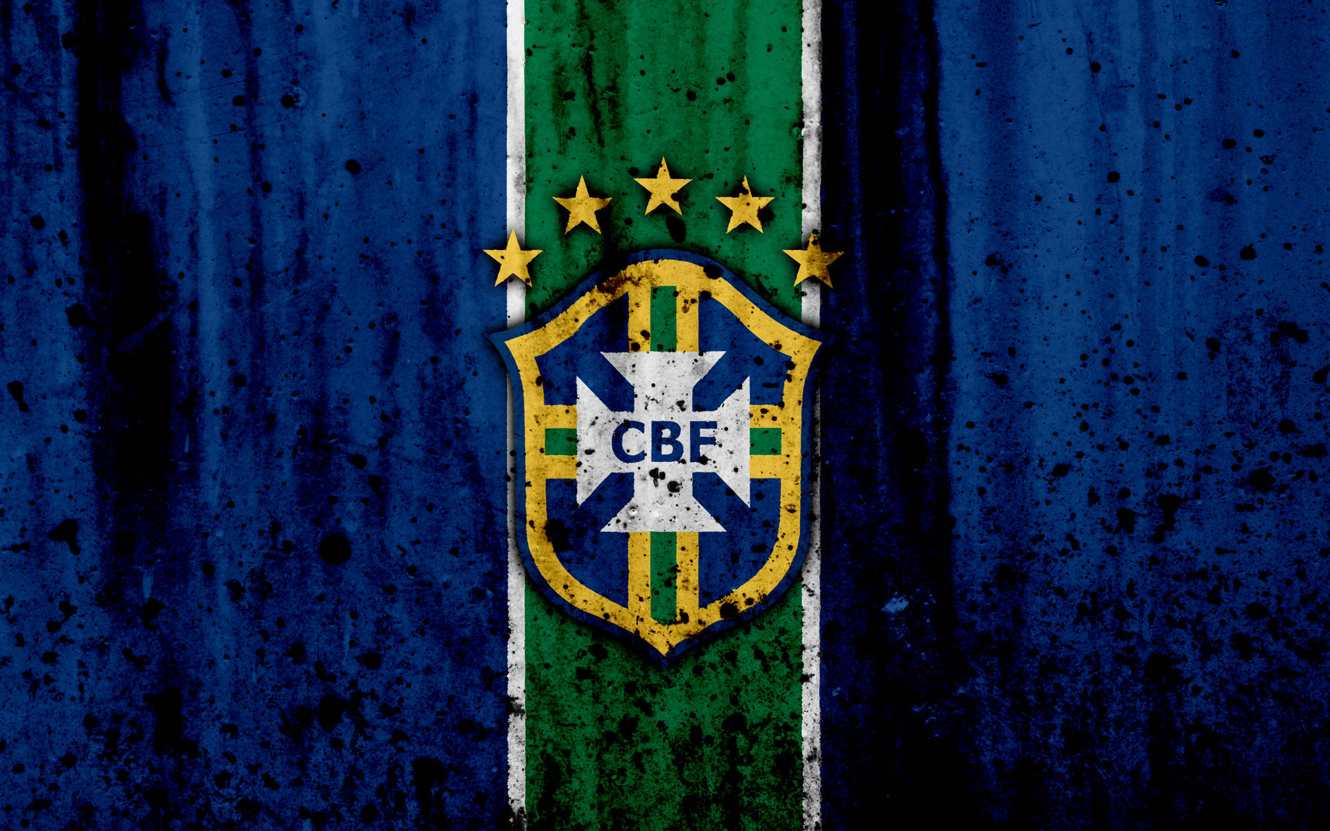 Brazil National Football Team Logo Grimy Blue Background Background