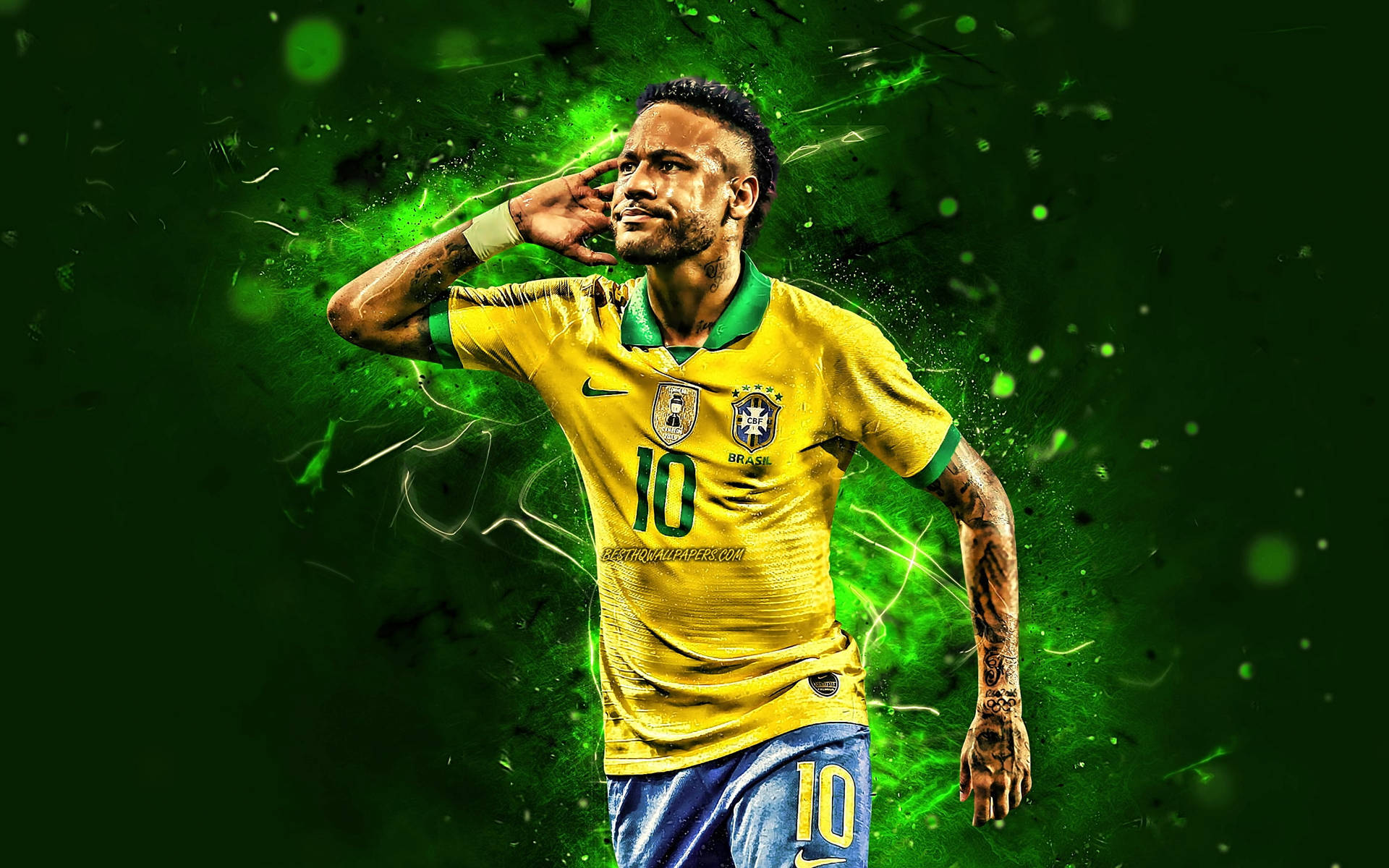 Brazil National Football Team Neymar Neon Green