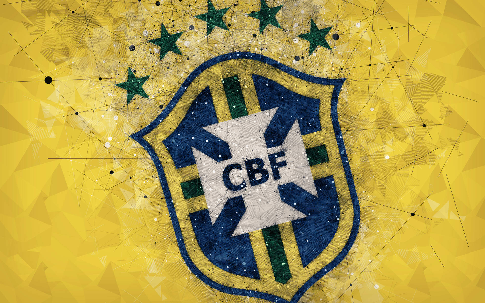 Brazil National Football Team Yellow Geometric Logo Background