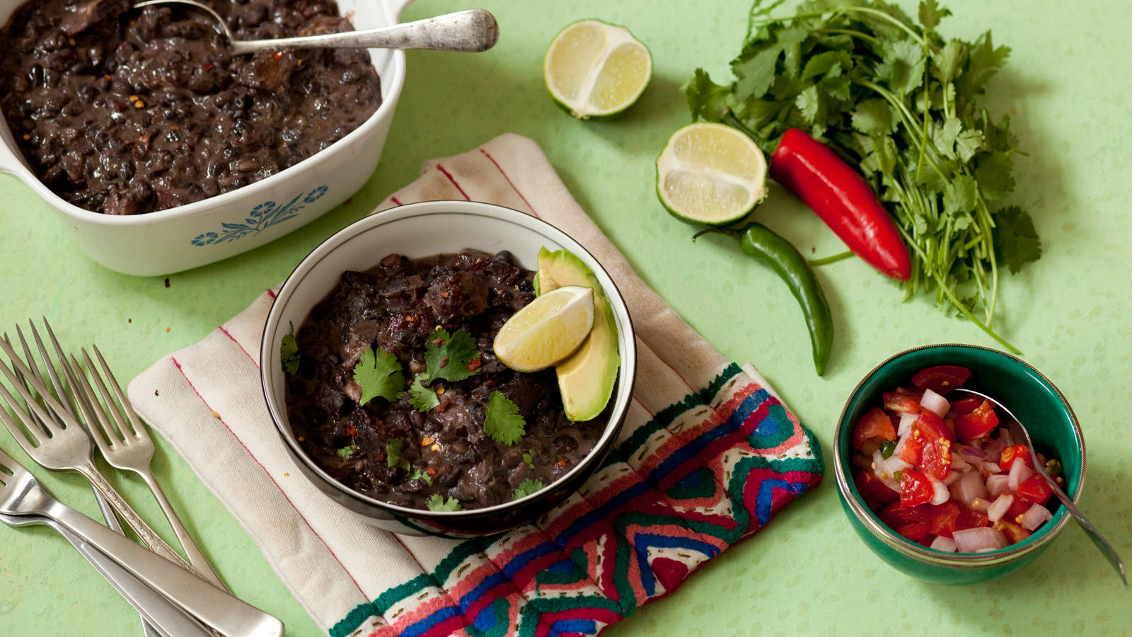 Brazilian Bean Stew Feijoada Lime Green Background