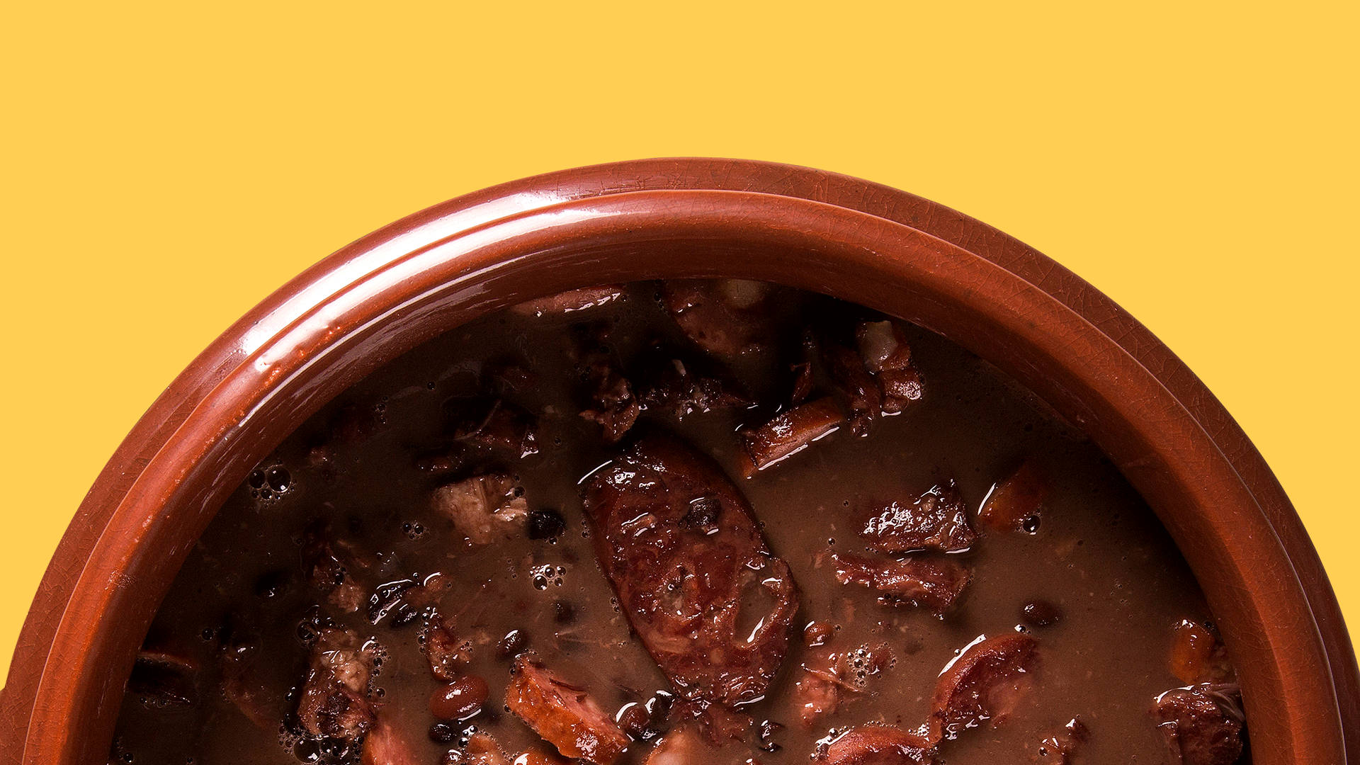 Brazilian Black Bean Stew Feijoada Half Bowl Shot Background