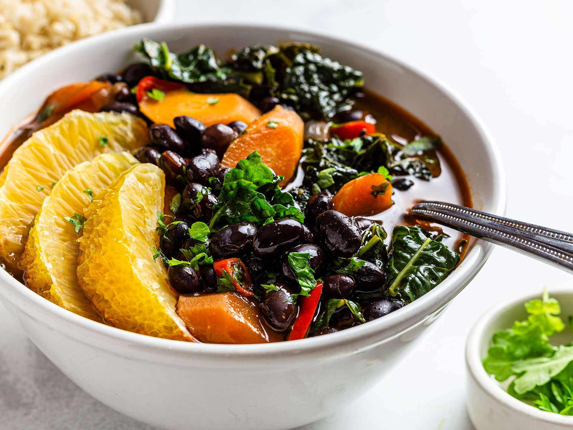 Brazilian Black Bean Stew Feijoada In Beautiful Plating Background