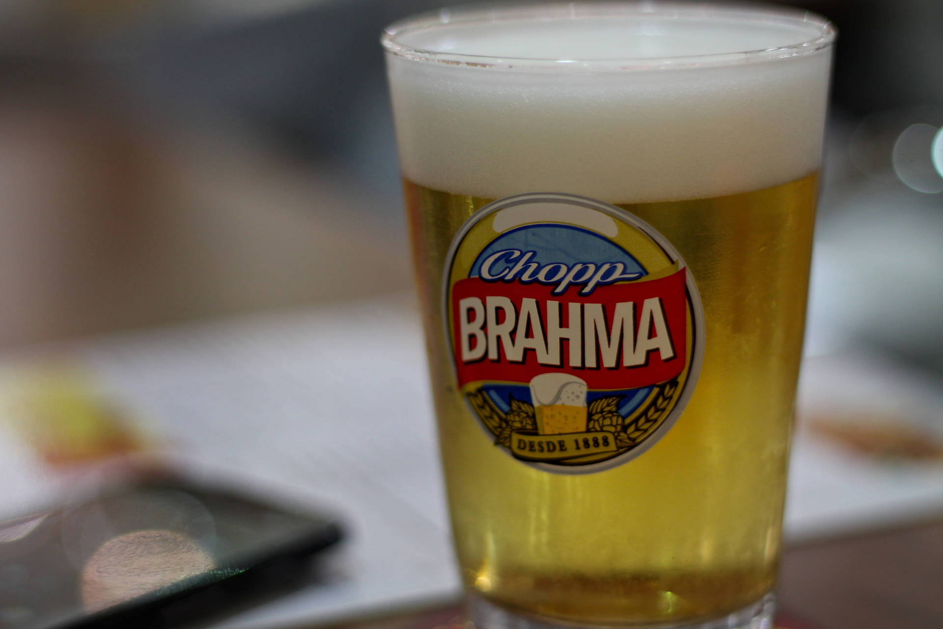 Brazilian Brahma Chopp Beer Glass Background