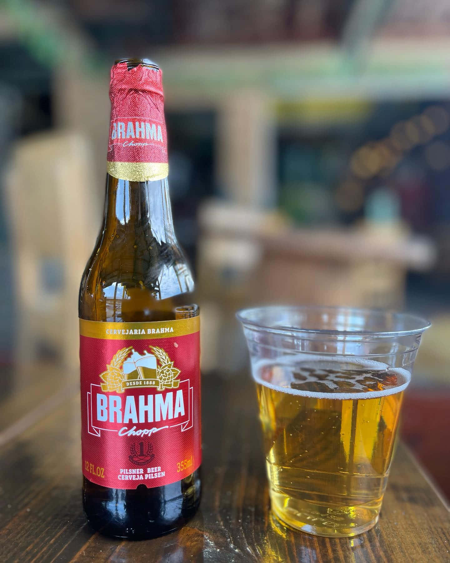 Brazilian Brahma Chopp On Glass Background