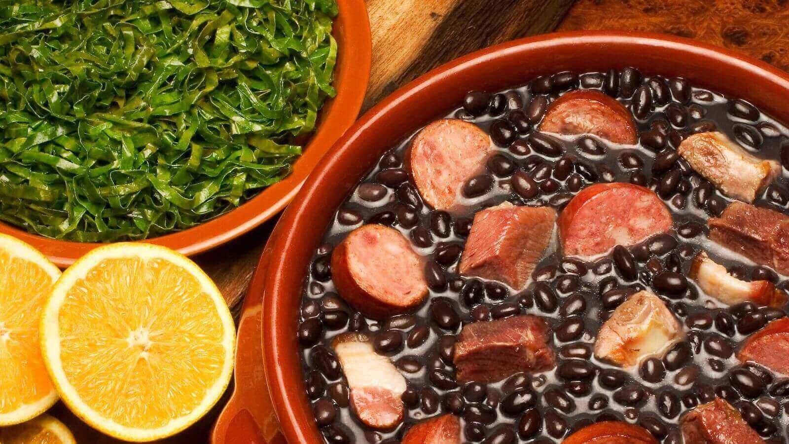 Brazilian Feijoada Extreme Close Up Shot Background