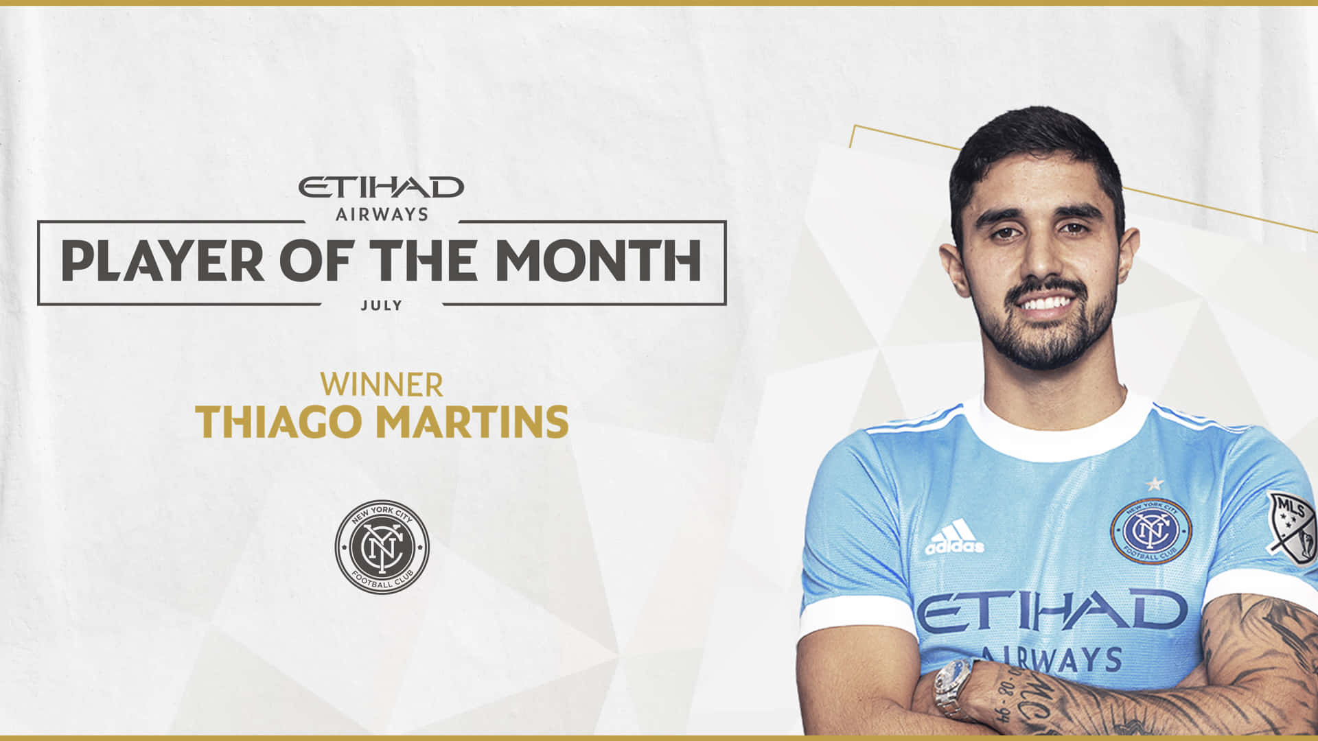 Brazilian Footballer Thiago Martins Etihad Player Of The Month Background