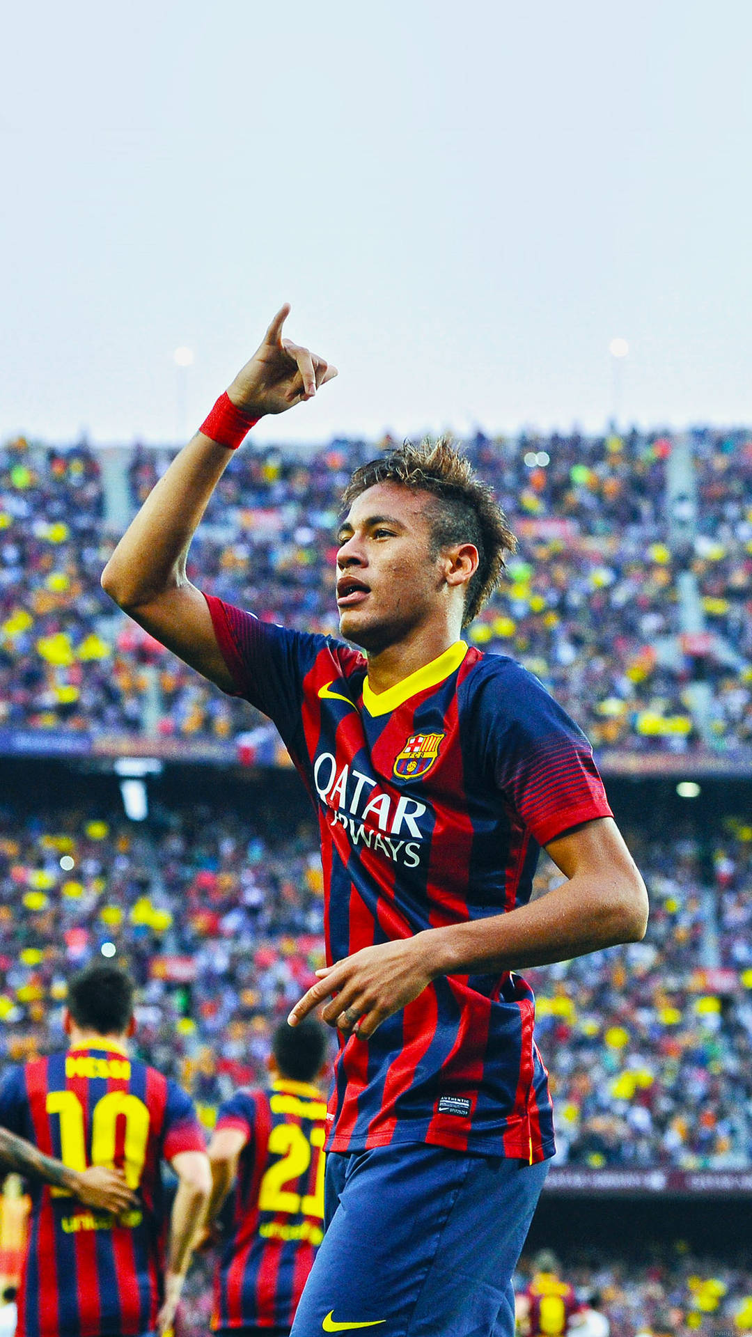 Brazilian Professional Footballer Neymar Hyping The Crowd Sports Iphone Background