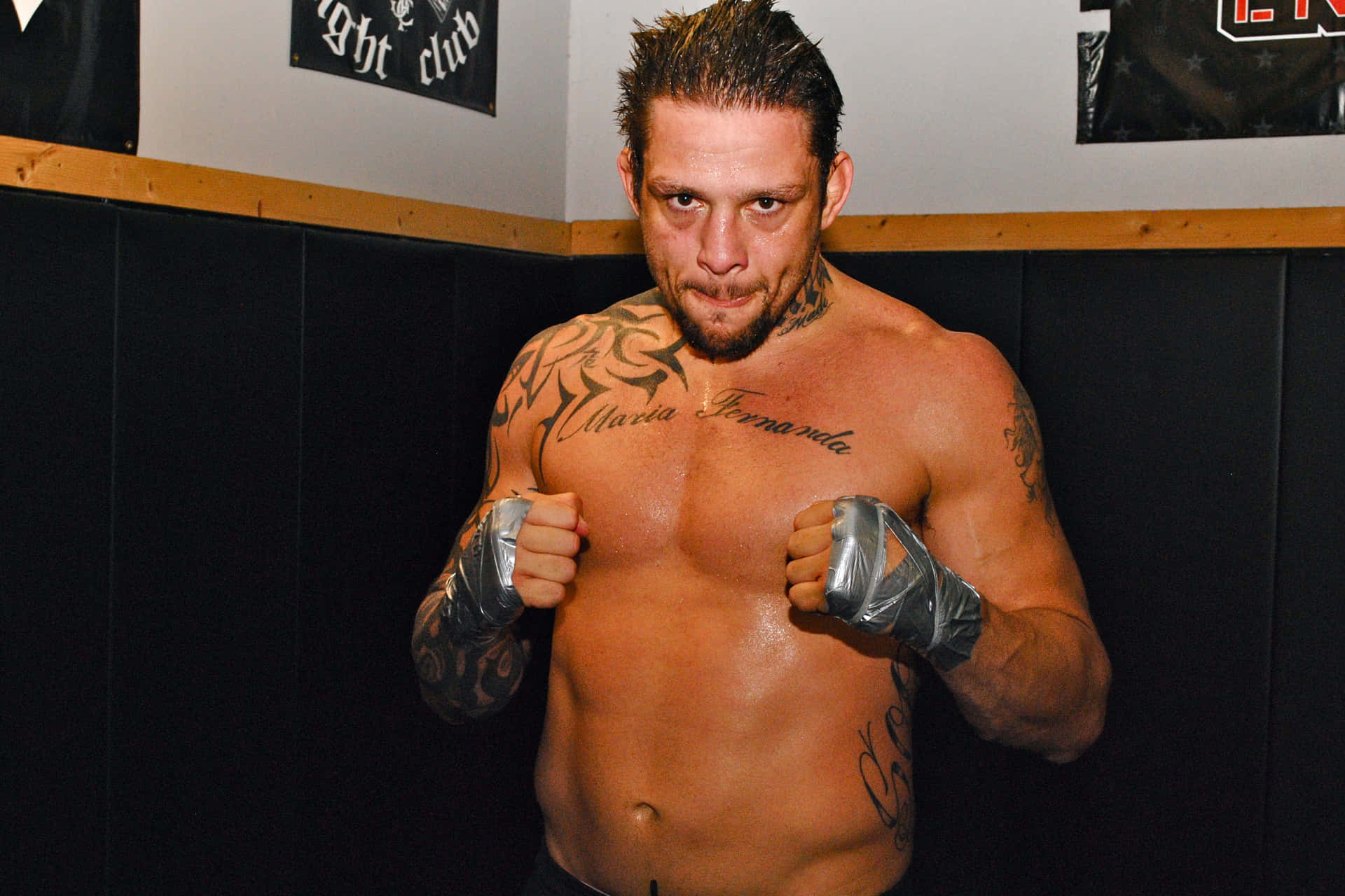 Brazilian Professional Ufc Fighter Renato Sobral Training Portrait Background