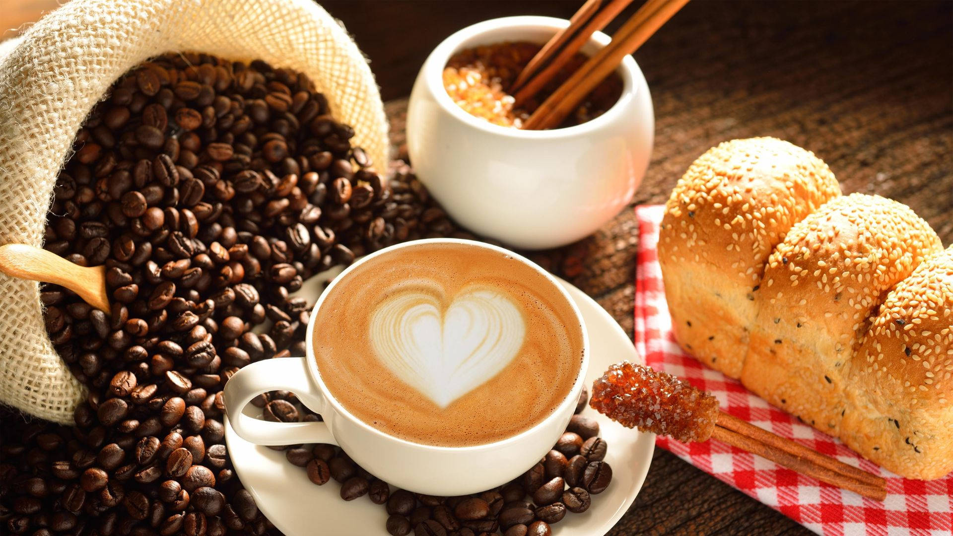 Bread With Coffee Background