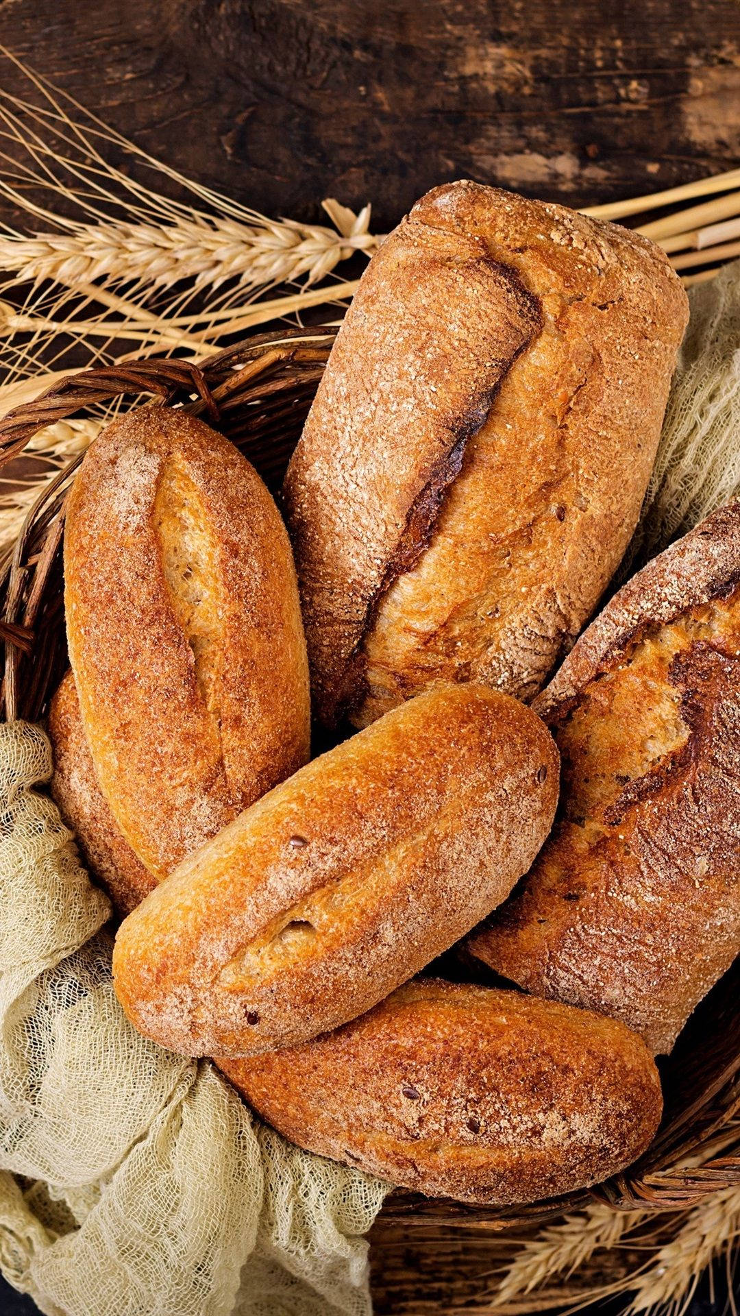Breads In Basket Background