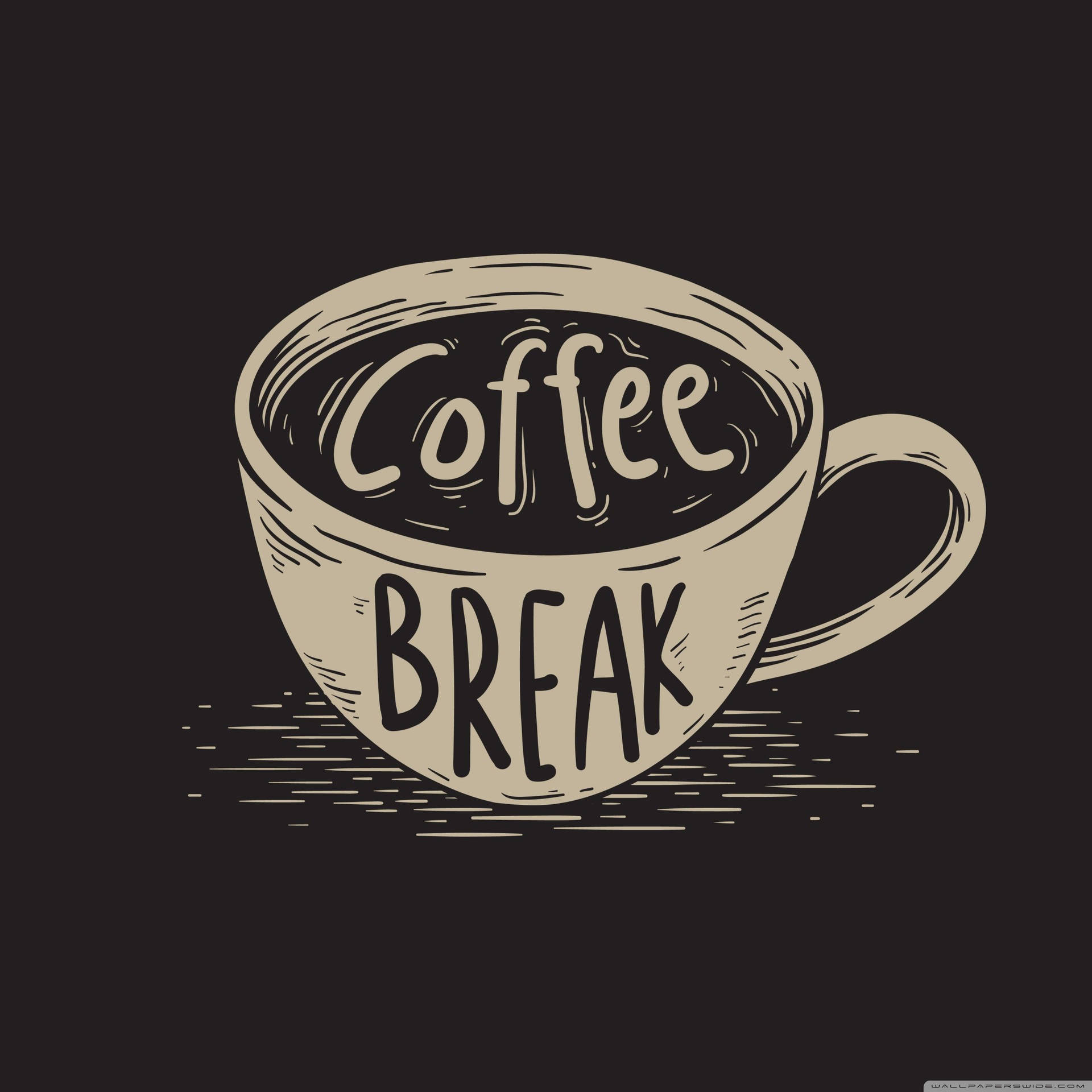 Break Coffee Aesthetic Drawing Background