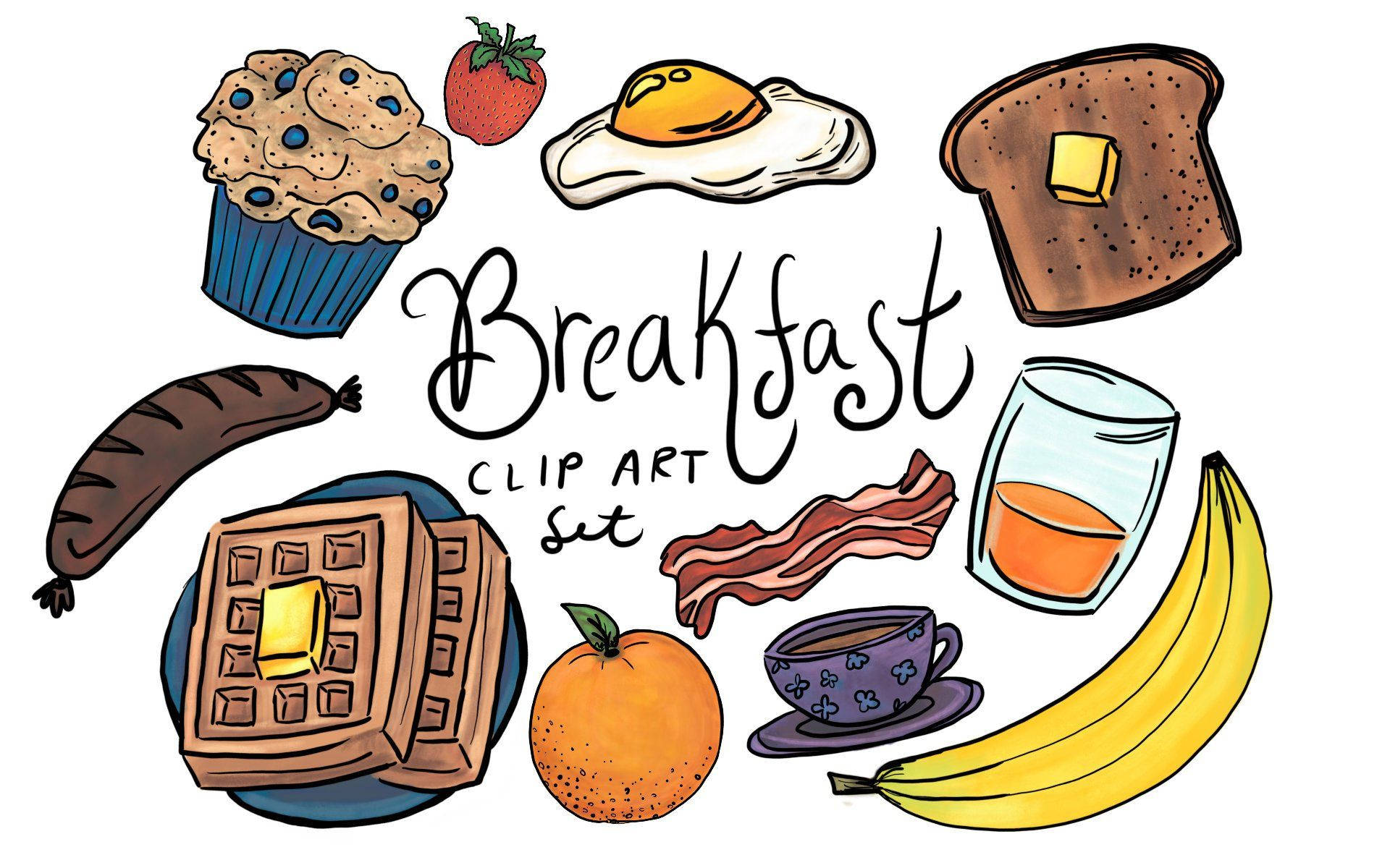 Breakfast Clip Art Set Background