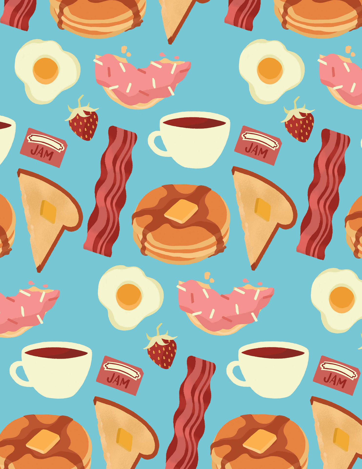 Breakfast Food Pattern Background