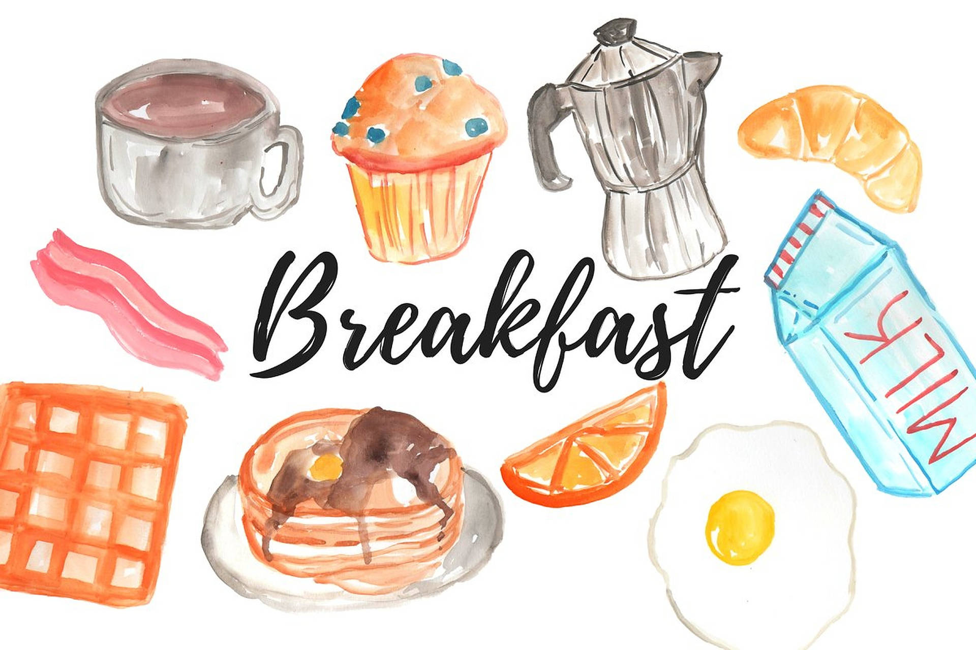 Breakfast Meal Doodle Background