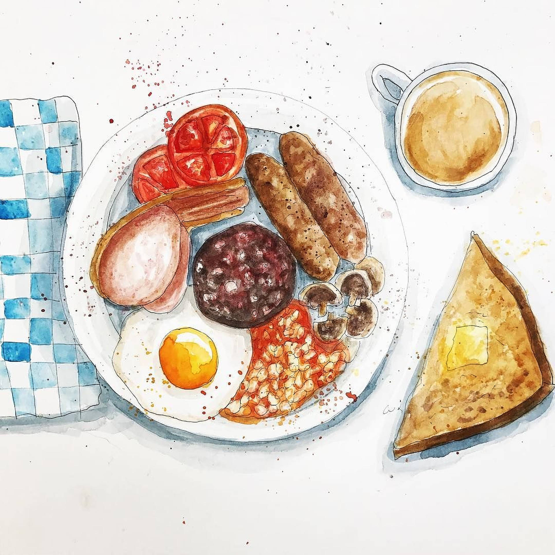 Breakfast Watercolor Art Background