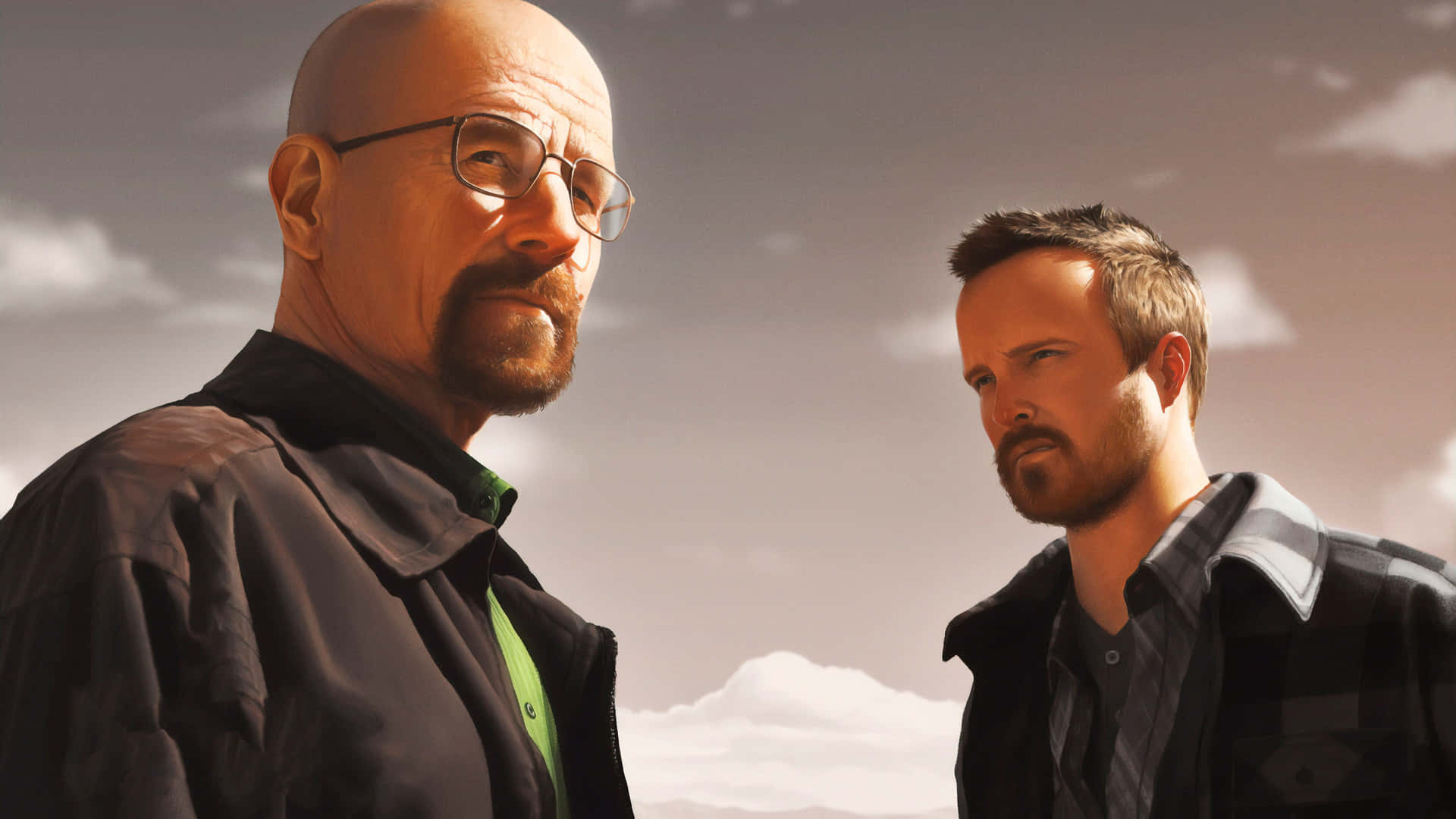 Breaking Bad Duo Standing Against Sky Background