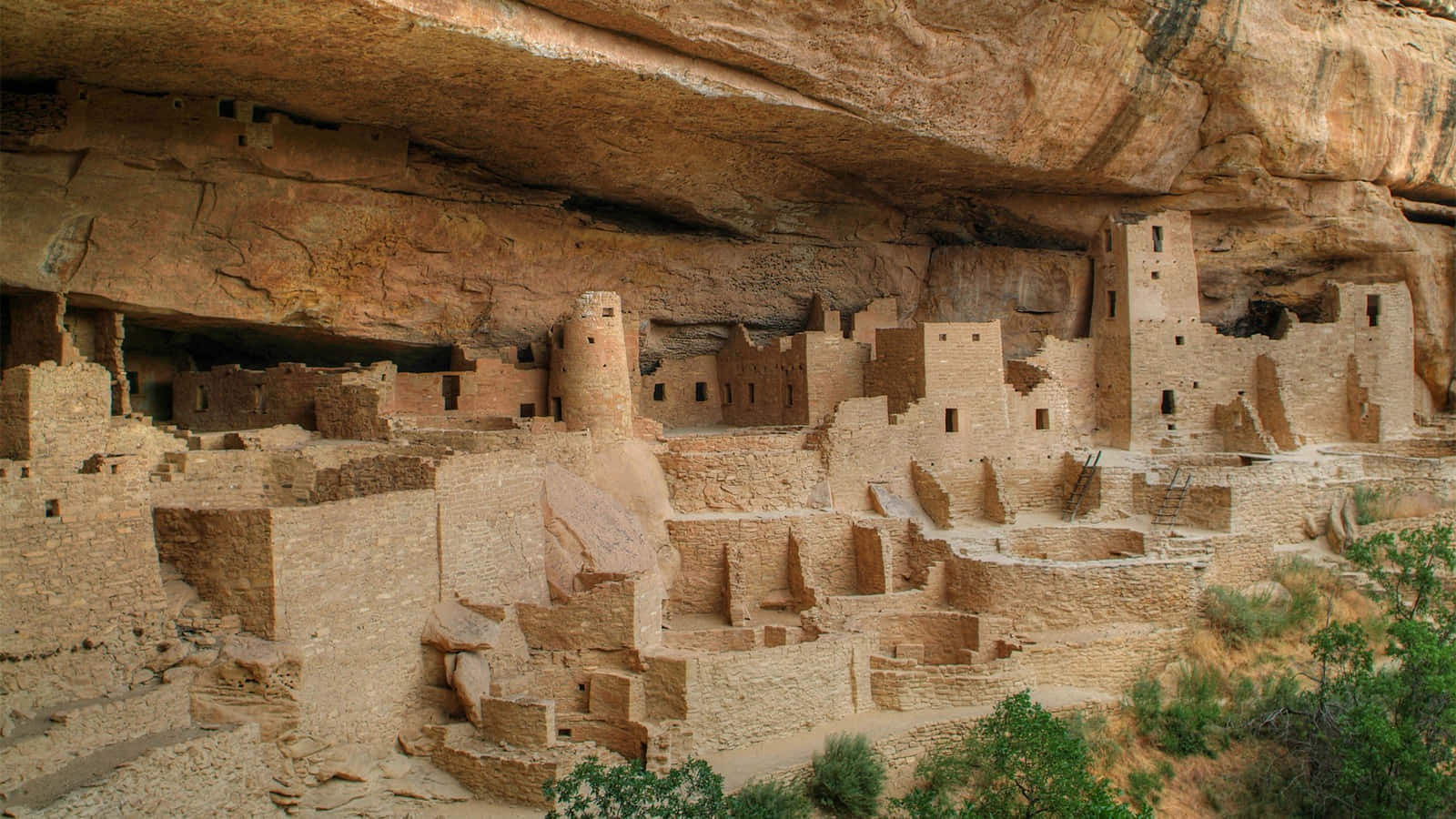 Breath-taking View Of Ancient Puebloan Cliff Dwelling At Mesa Verde National Park Background