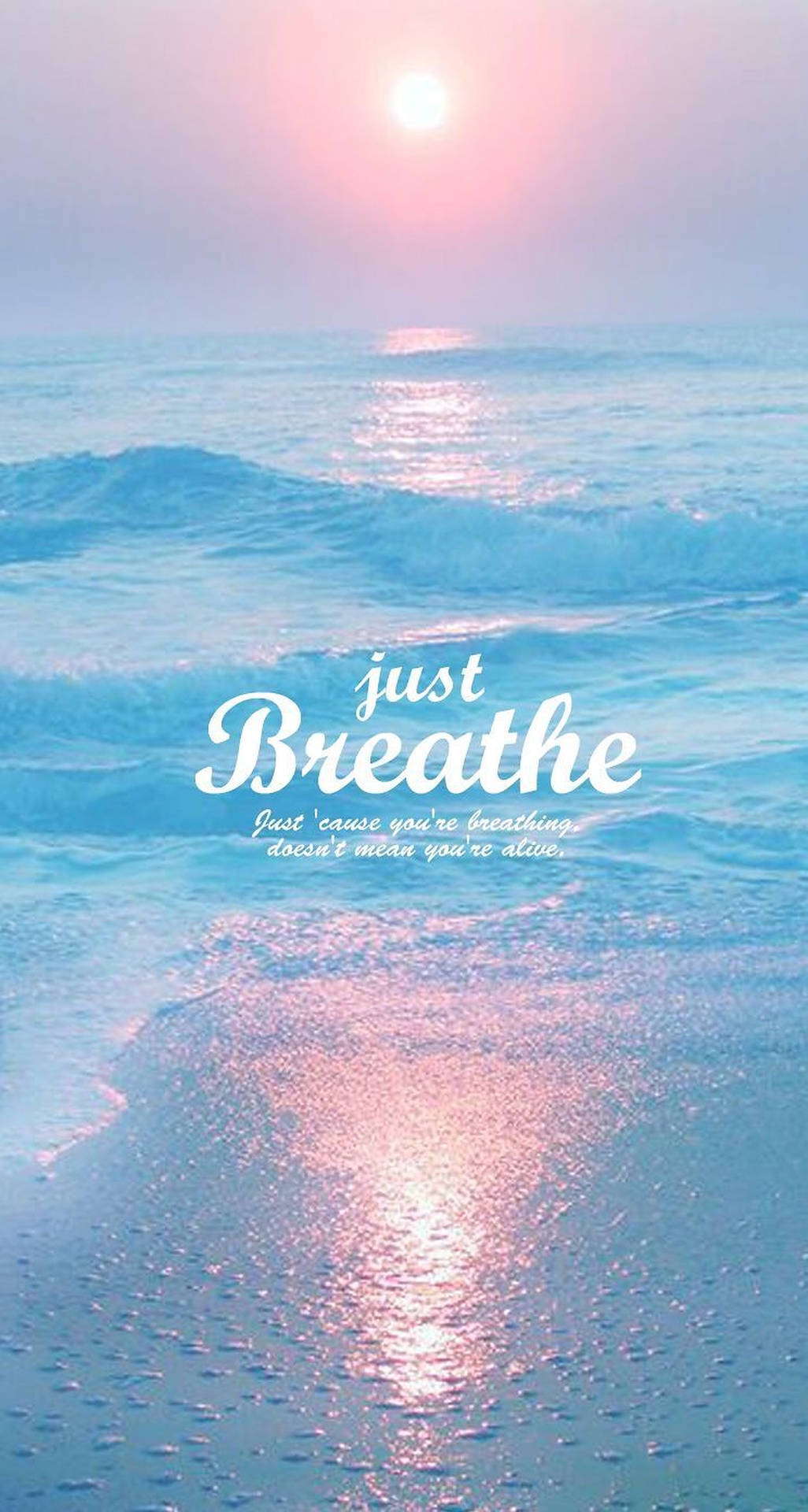 Breathing Quote Text Blue Sunset Background