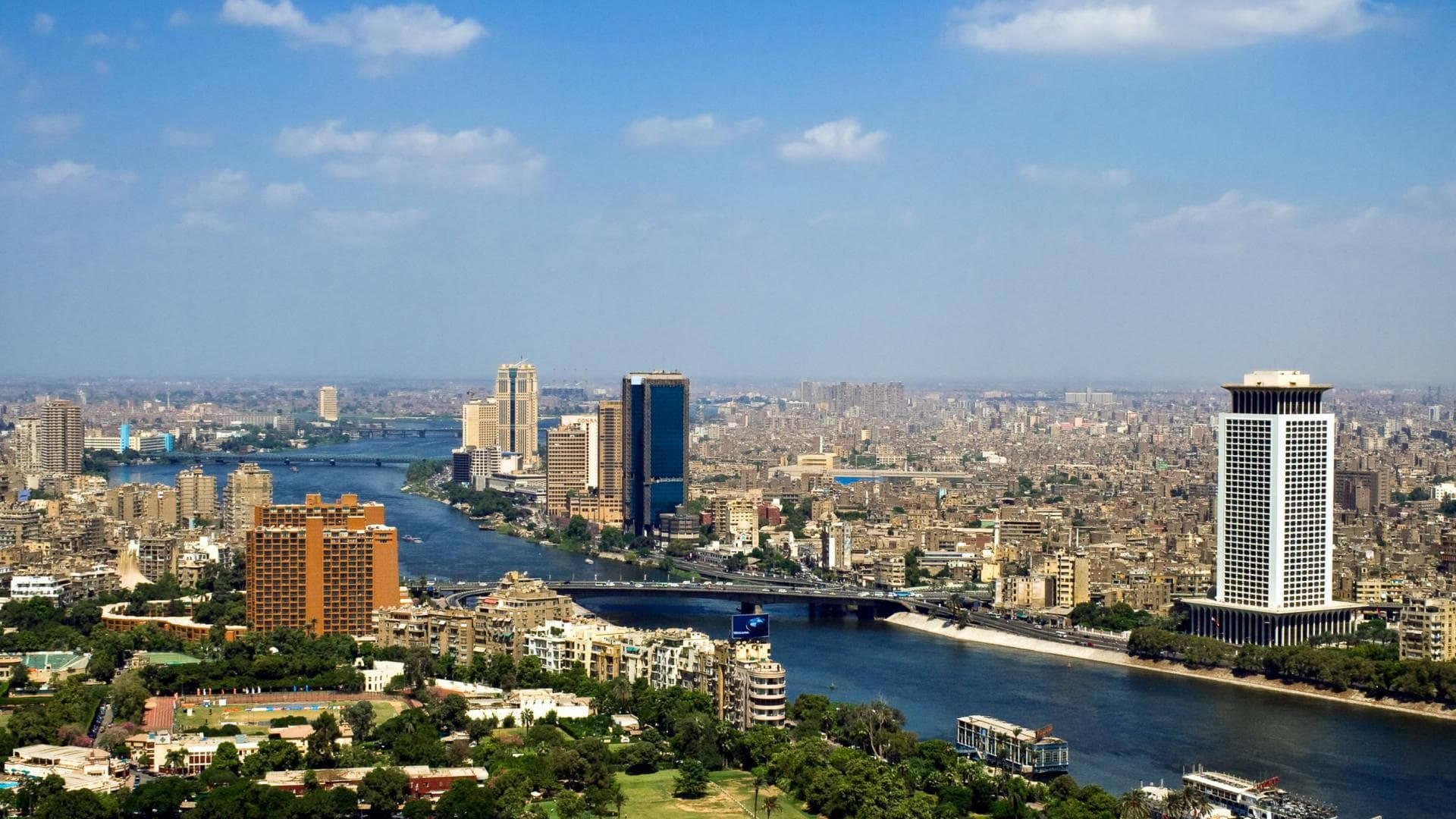 Breathtaking Aerial View Of Central Cairo Background