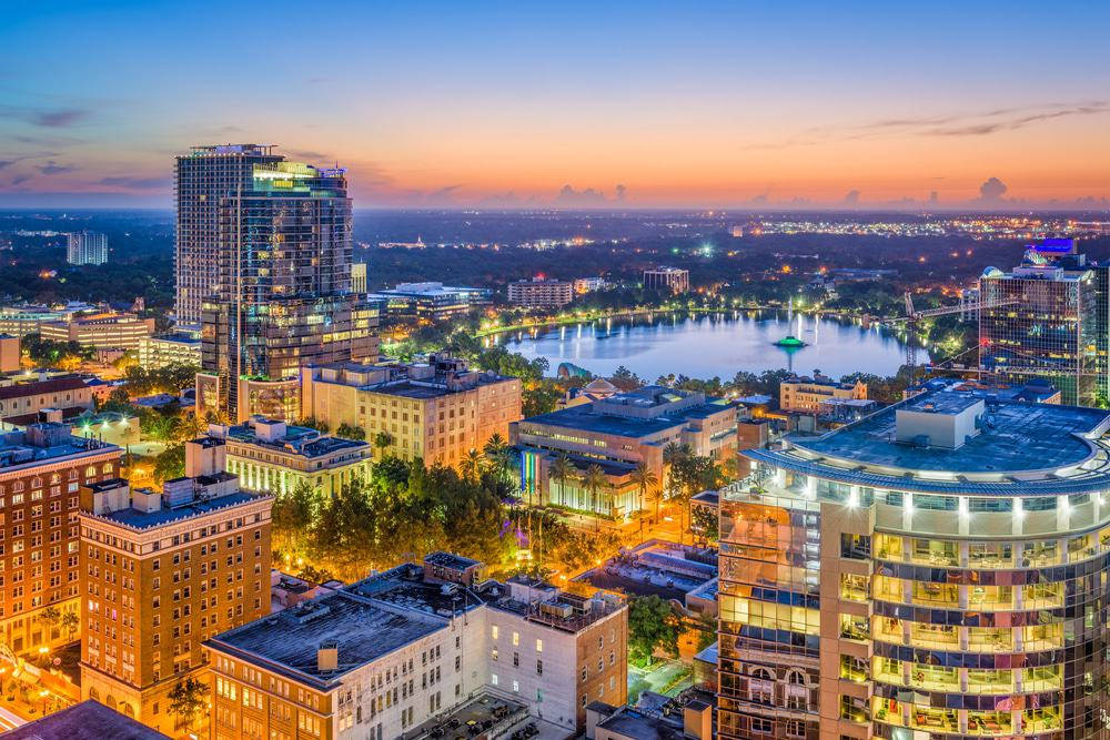 Breathtaking Aerial View Of Orlando City Background