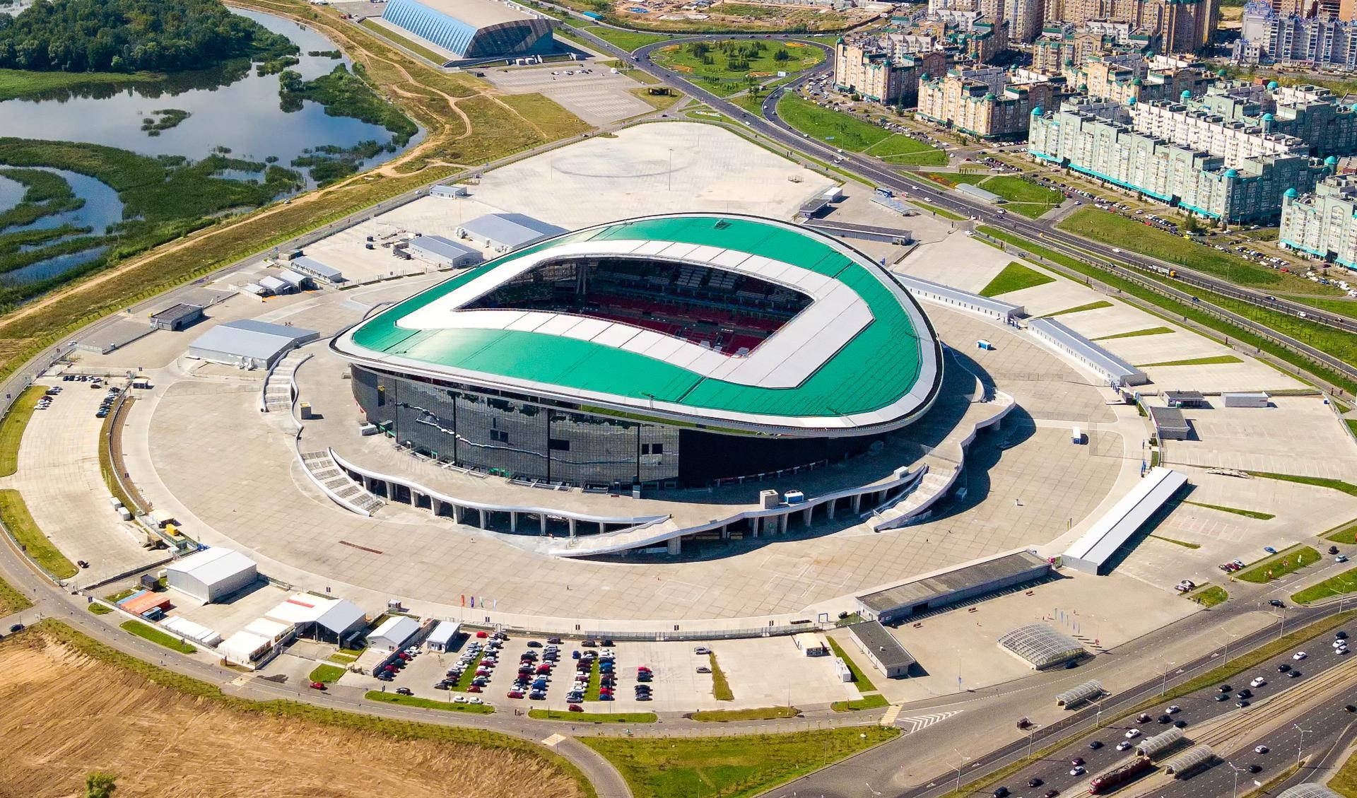 Breathtaking Aerial View Of The Kazan Arena Background