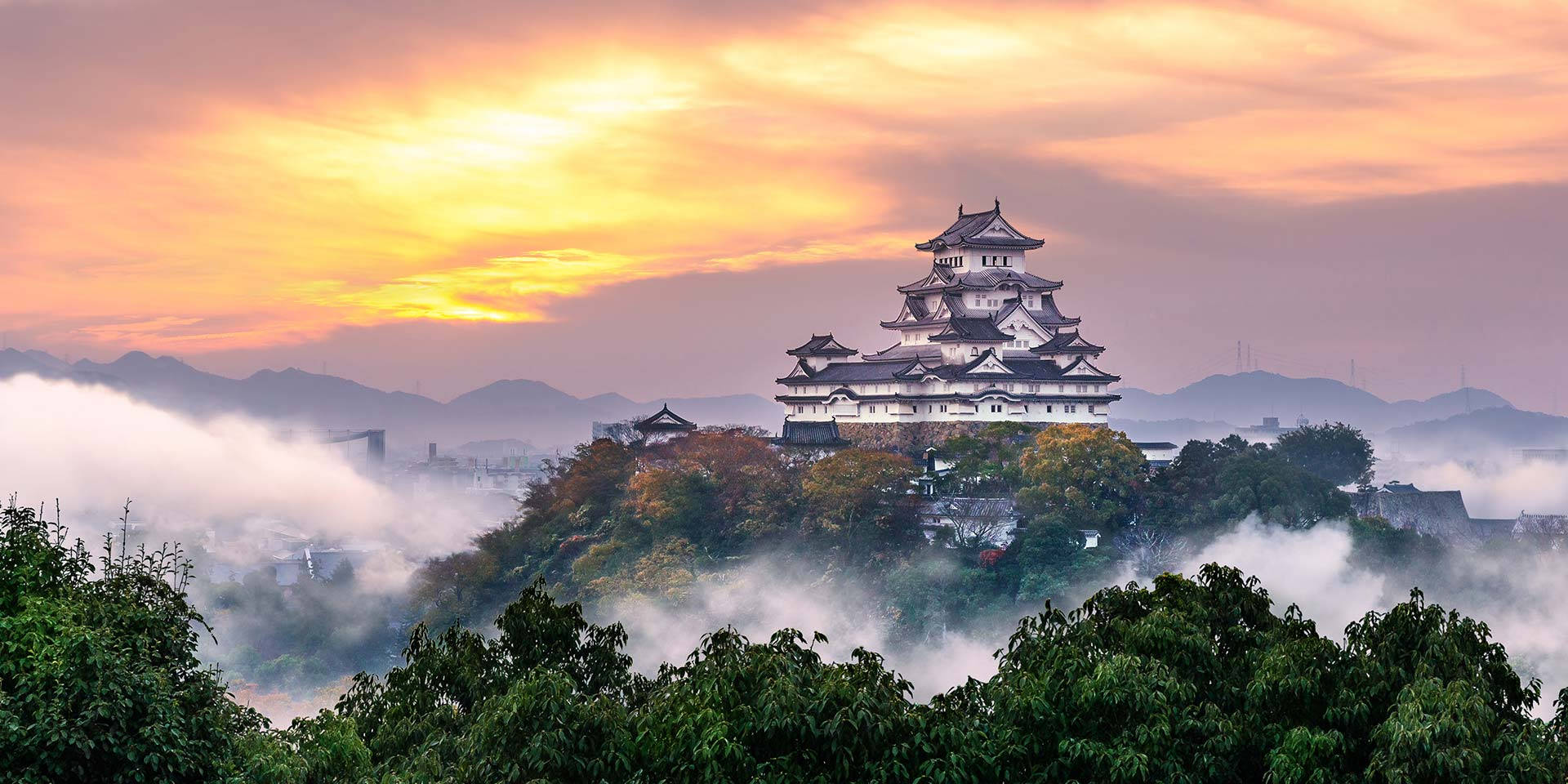 Breathtaking Himeji Castle Landscape Background