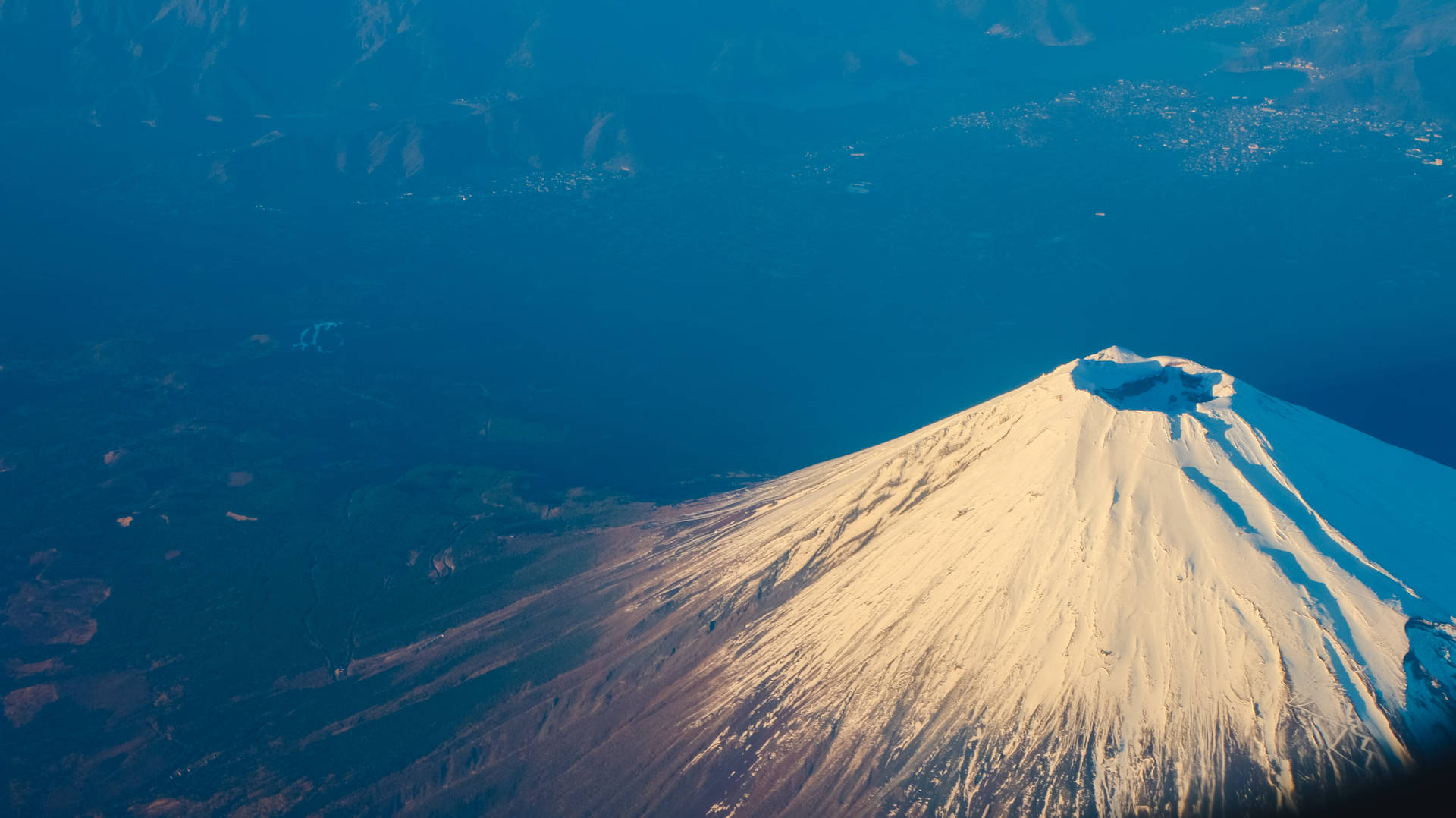 Breathtaking Mount Fuji Aerial View Background